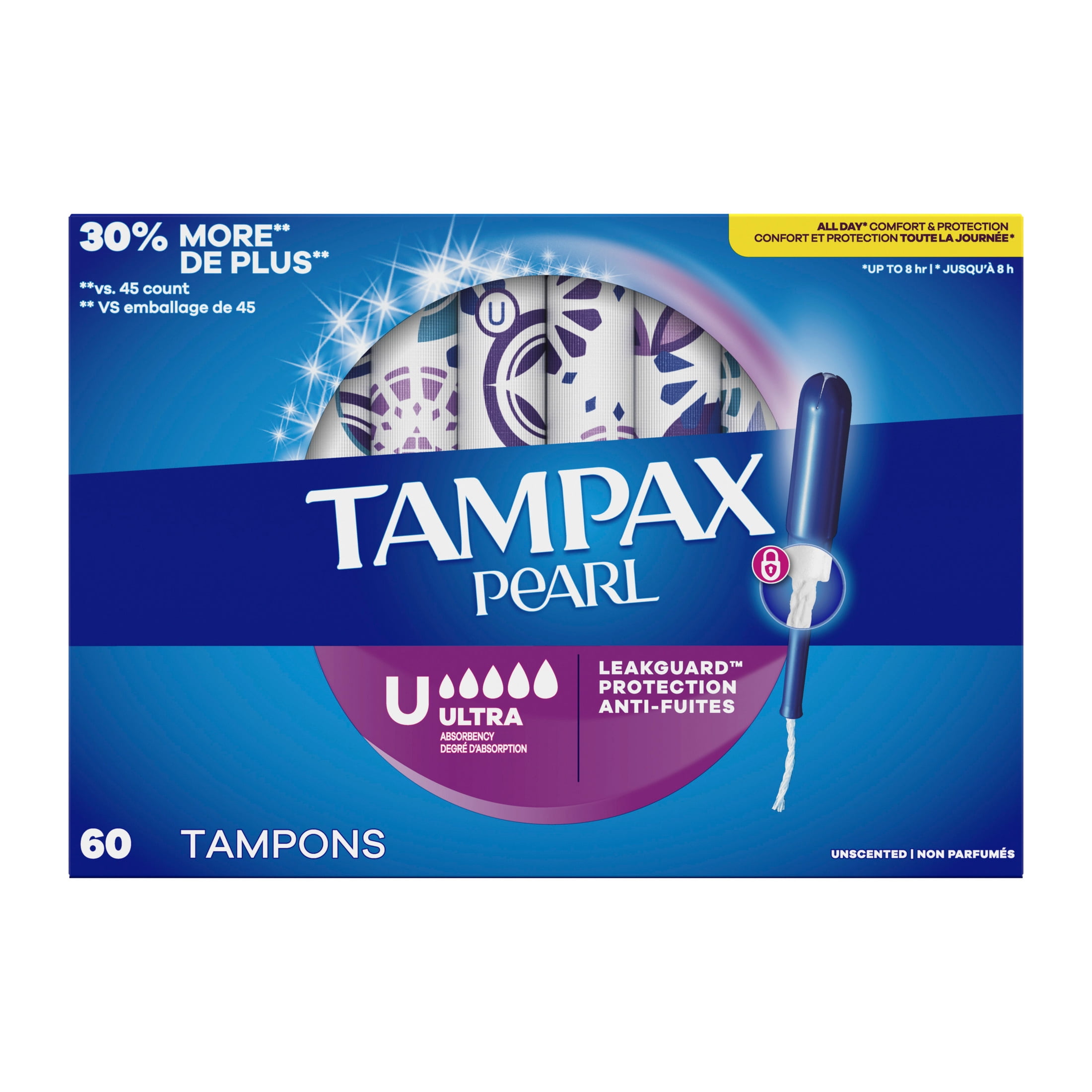 Tampax Pearl Tampons with LeakGuard Braid, Ultra Absorbency (60 Count) zl11l