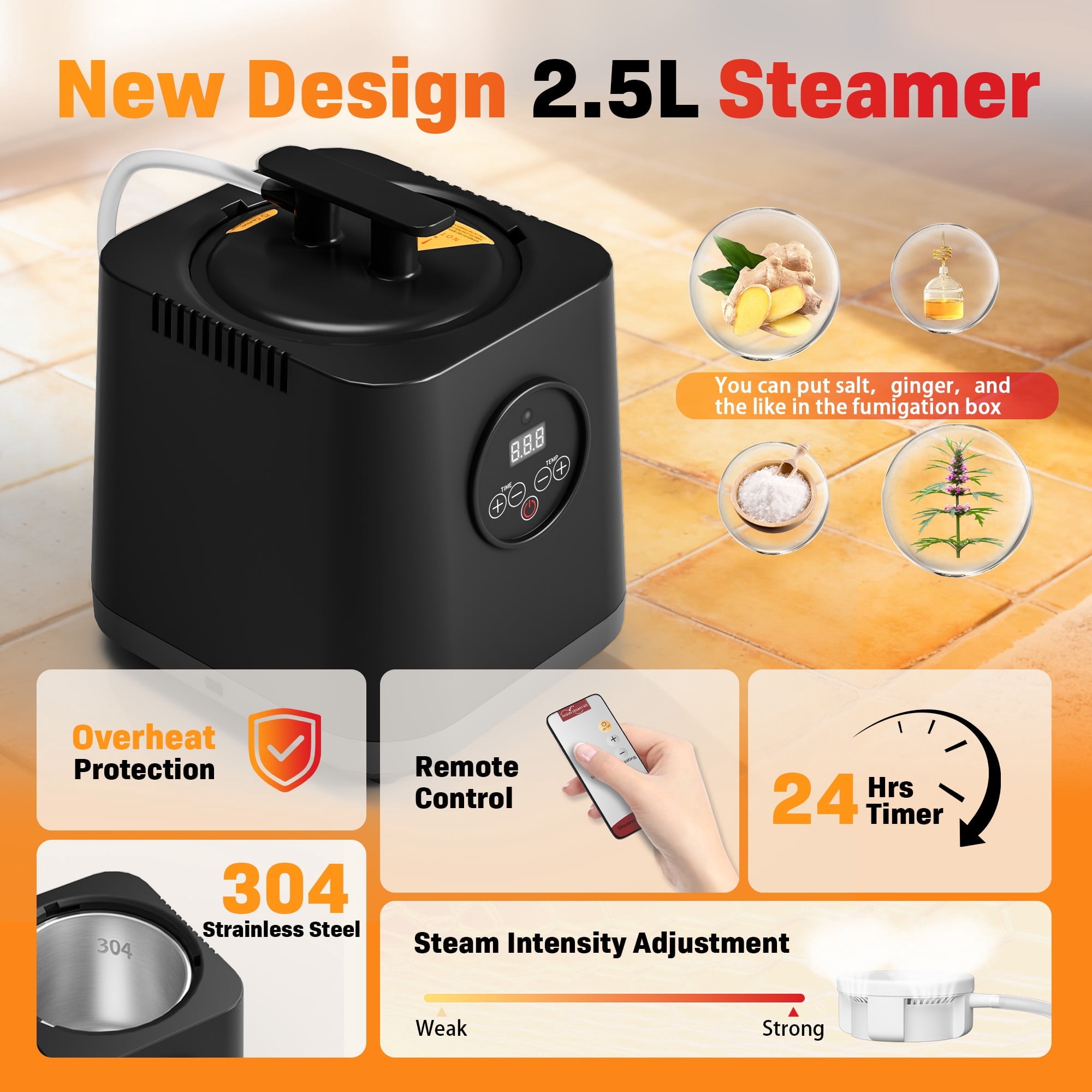 Patiosunny Portable Steam Sauna Tent for Home Spa (Black, 31.5 in x 31.5 in x 70.9 in) g3ysa