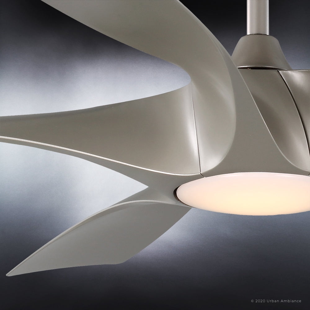 Urban Ambiance Transitional Ceiling Fan with Light Kit, Modern 5-Blade Design (Silver, 60 in) dz1c1