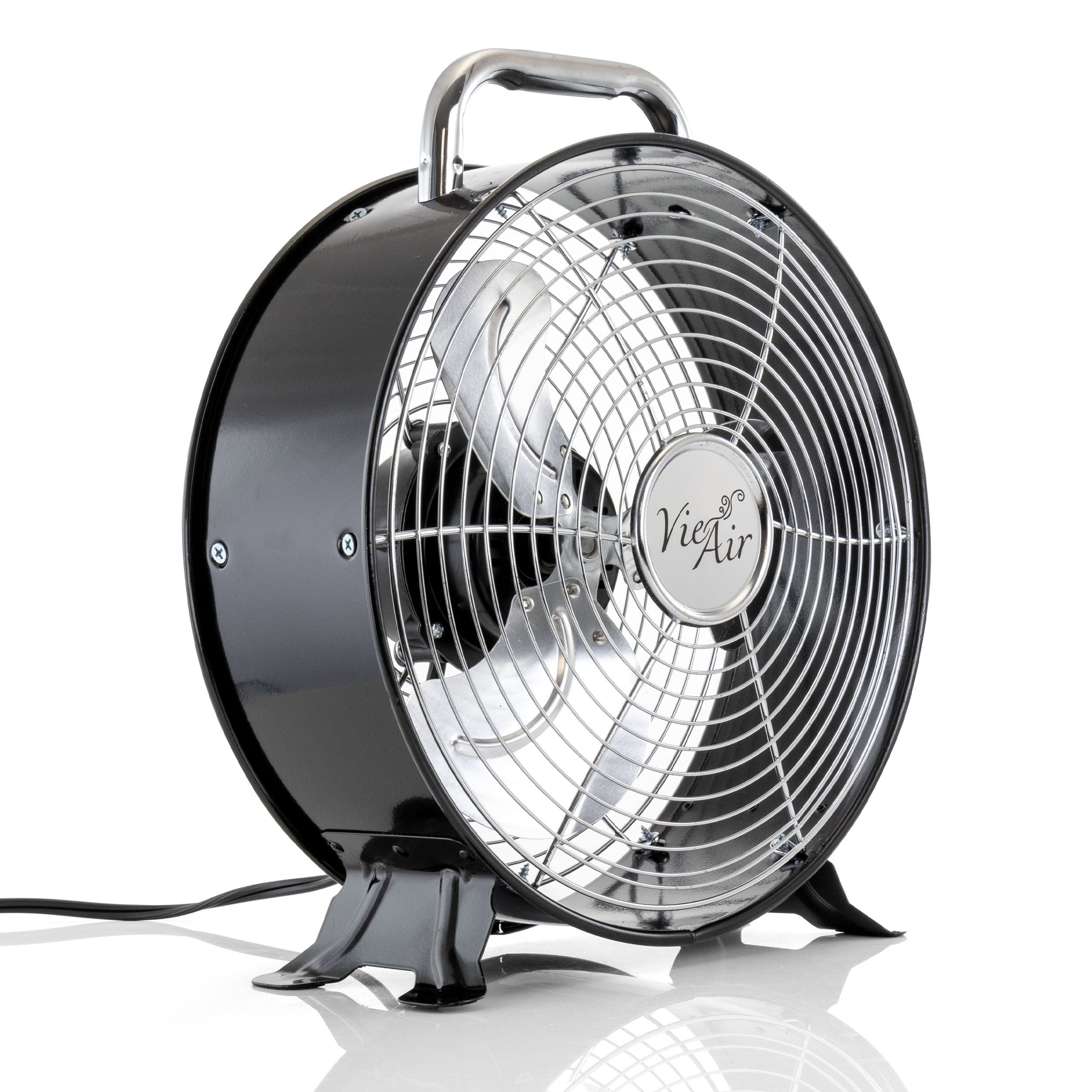 Vie Air High Velocity Retro Metal Drum Fan (Black, 12 in) 0m804