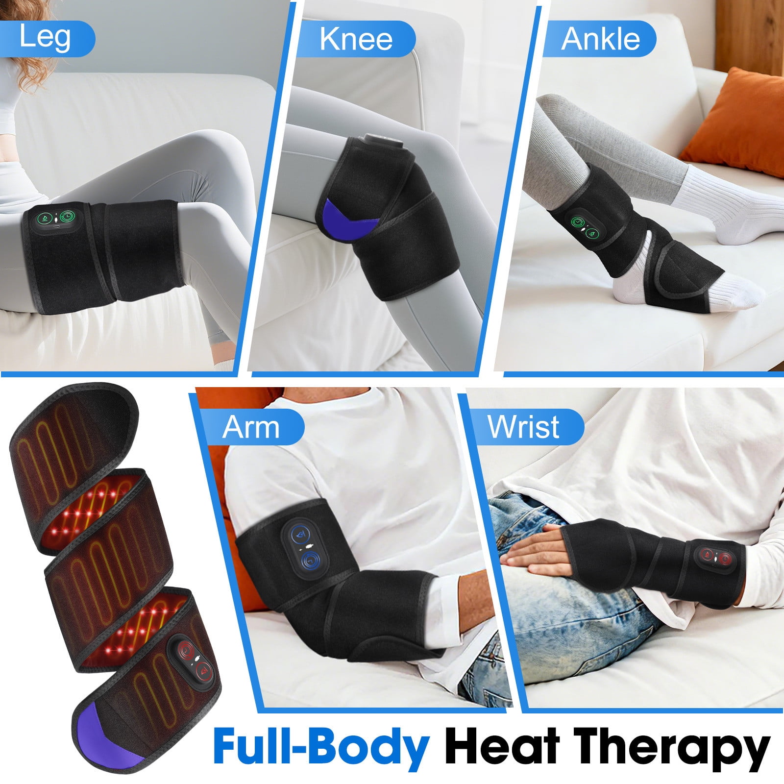 YiFudd Red Light Therapy Heating Strap with 108 LEDs, Phototherapy Vibration Massage Band for Targeted Relief (Red, 39 in) 8auha