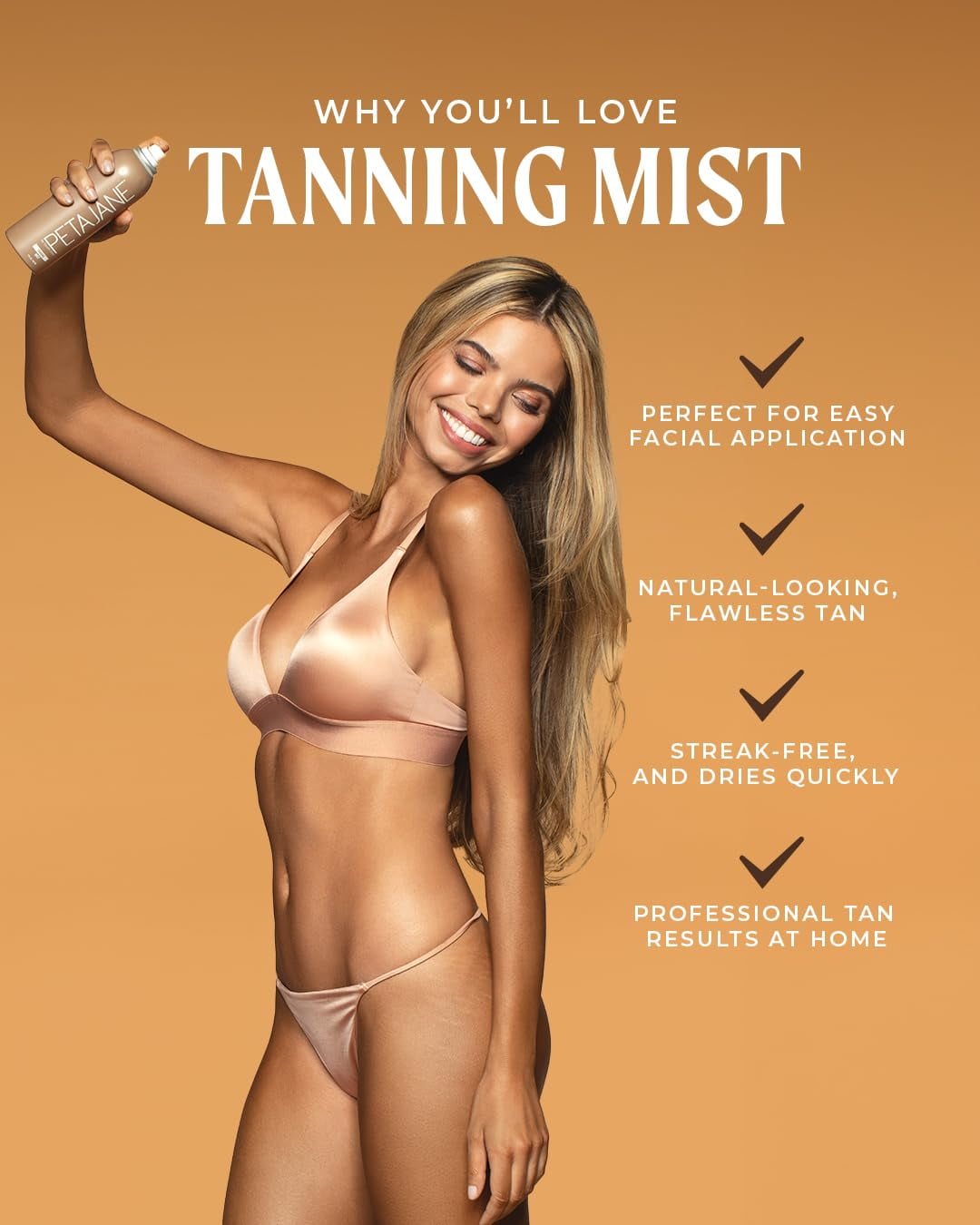 Peta Jane Sunless Tanning Mist, Lightweight Streak-Free Self Tanner for Natural Glow (7 oz) uexi2