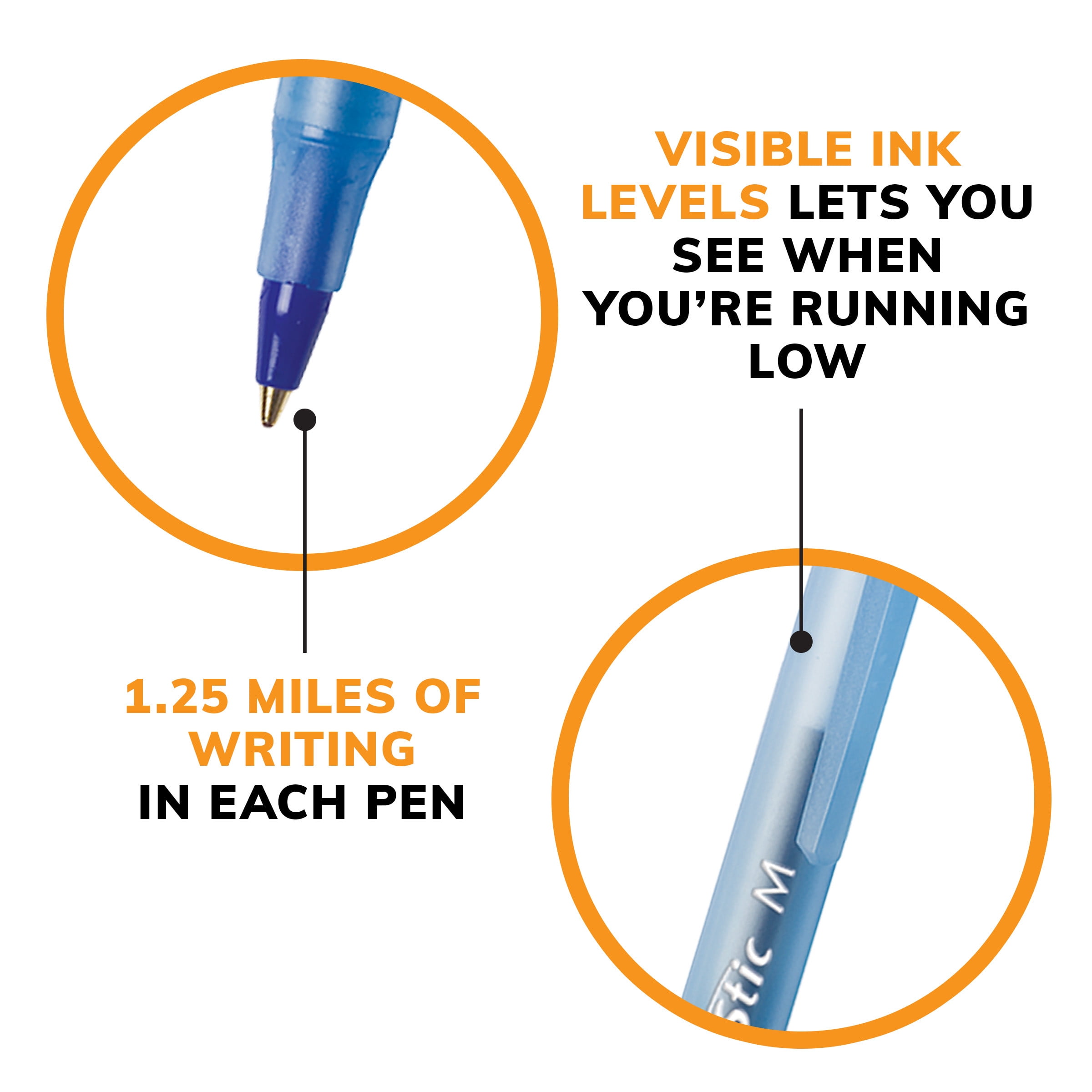 BIC Round Stic Ballpoint Pens, Medium Point, Smooth Writing Ink (Blue, 10 Pack) j49y5