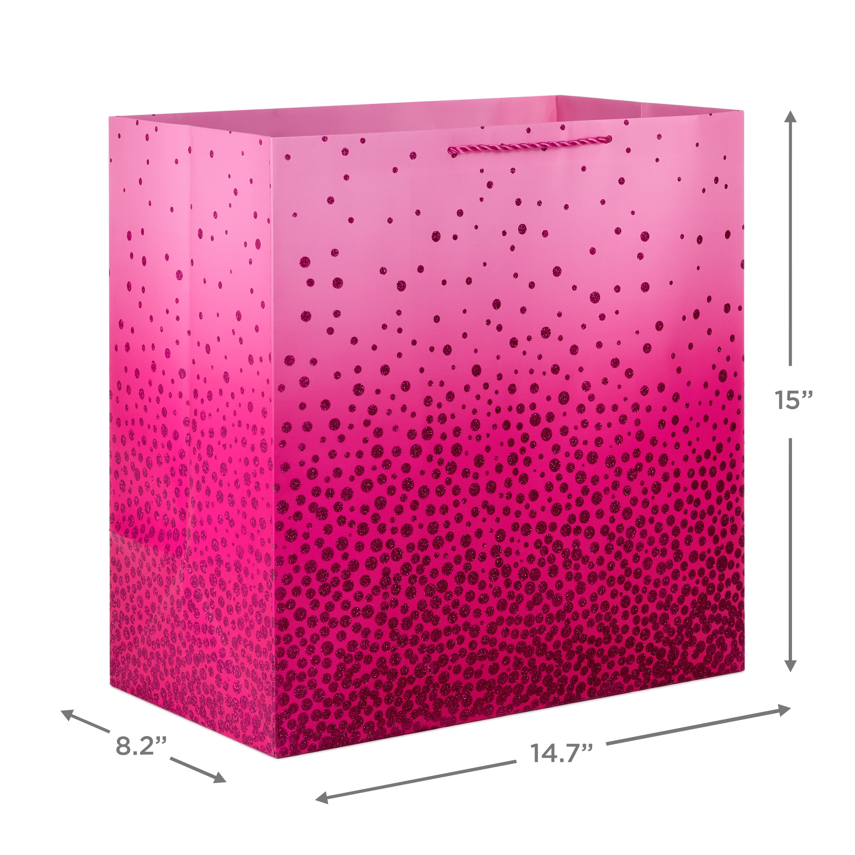 Hallmark Extra-Deep Gift Bag (Pink with Cascading Dots, 14.7 in x 15 in x 8.2 in) iaskx