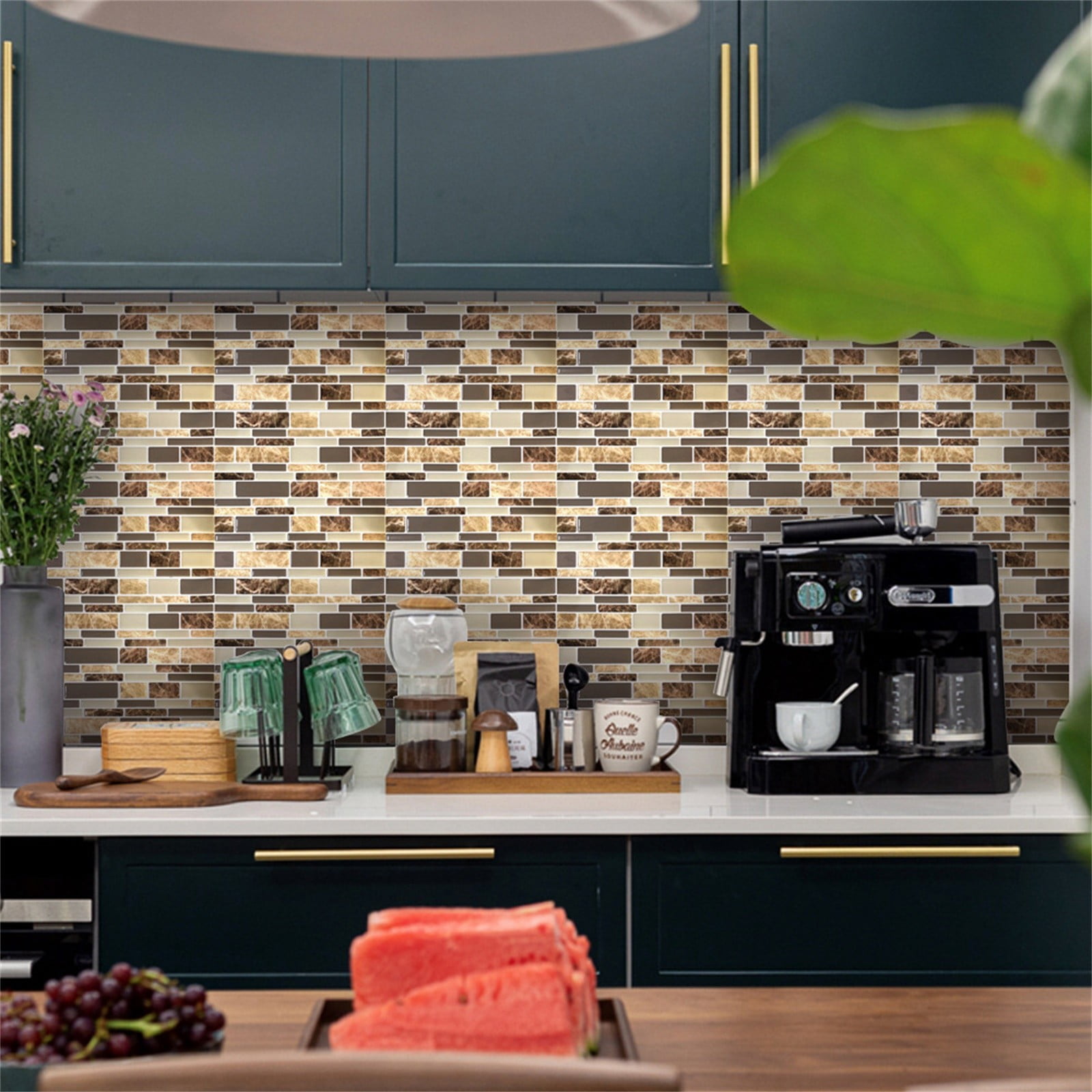 Yeetfub Peel and Stick Subway Wall Tiles for Kitchen and Bathroom (White, 10 Sheets, 4 in x 4 in) 2u7q4