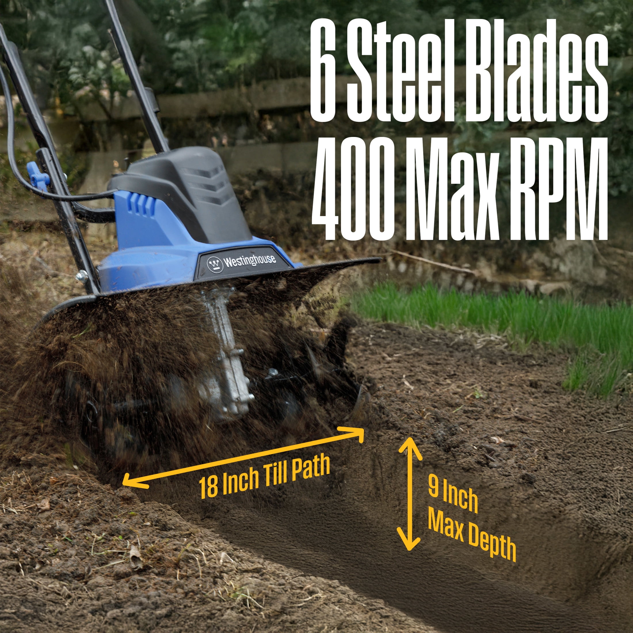 Westinghouse 15 Amp Corded Electric Tiller Cultivator (Blue, 18 in) 3xbw2