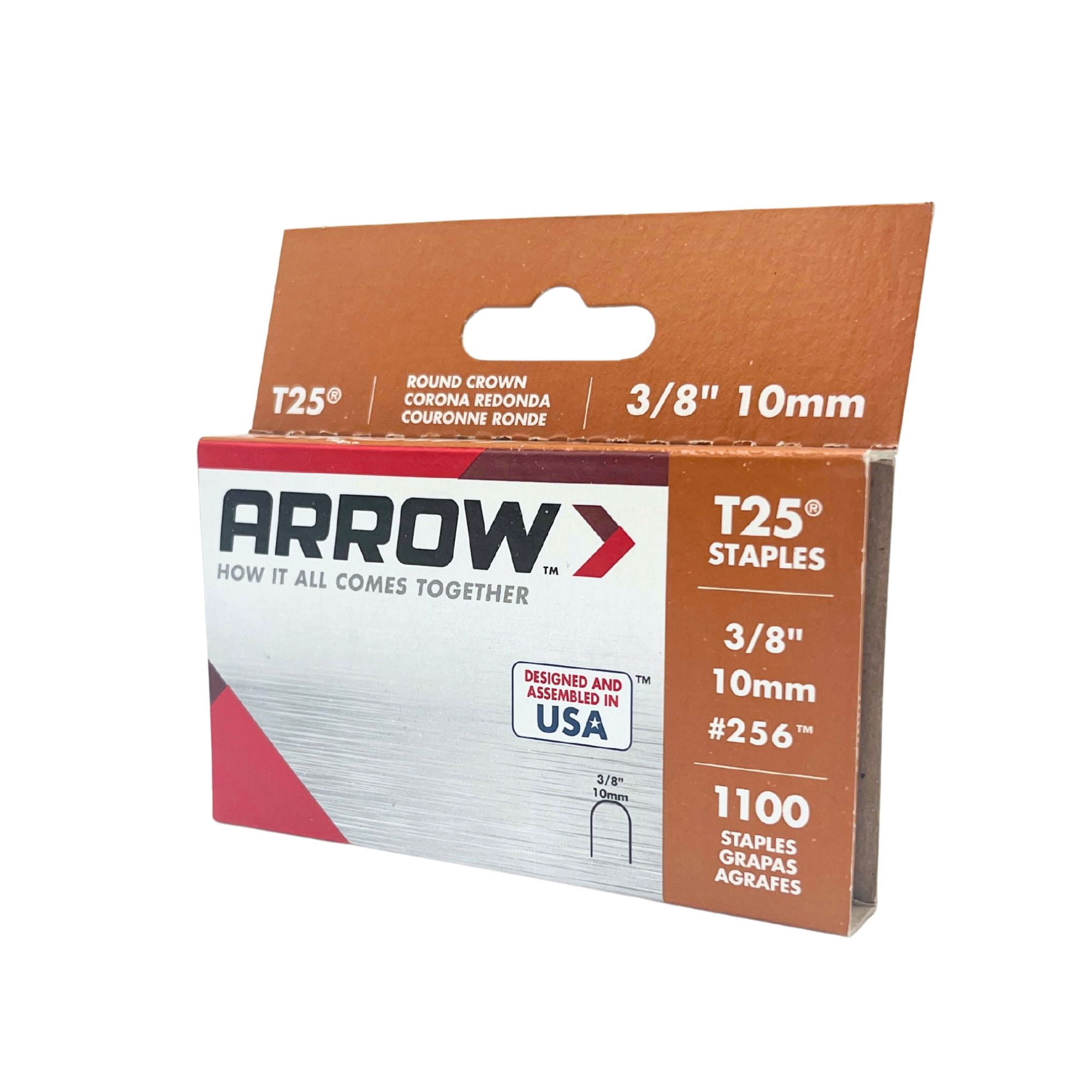 Arrow T25 Heavy Duty Round Crown Staples for Wire and Cable (3/8 in, 1,100 Pack) w7ynr