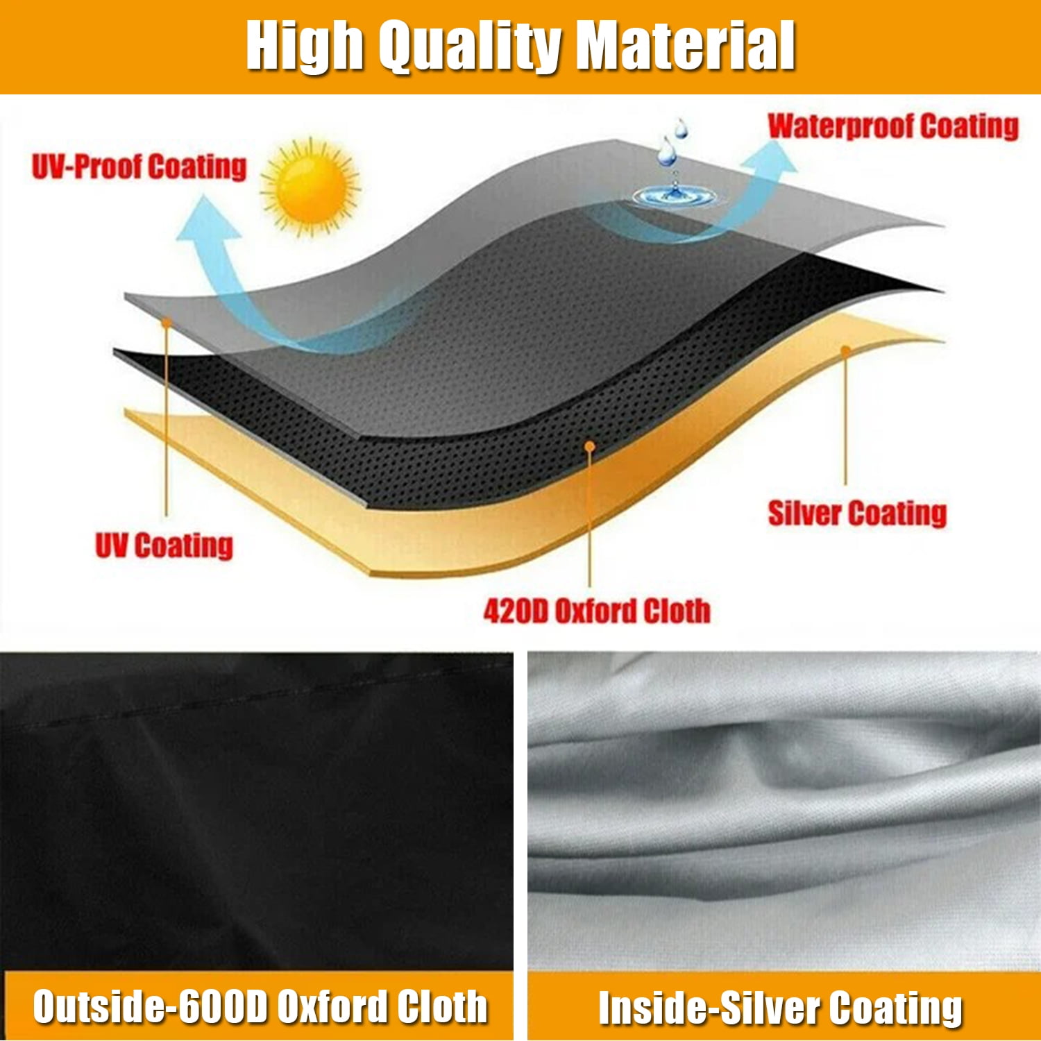 HOMEYA Riding Lawn Mower Cover, Heavy-Duty 600D Waterproof Tractor Protection with Drawstring (Black, 72 in x 54 in x 46 in) sl03o