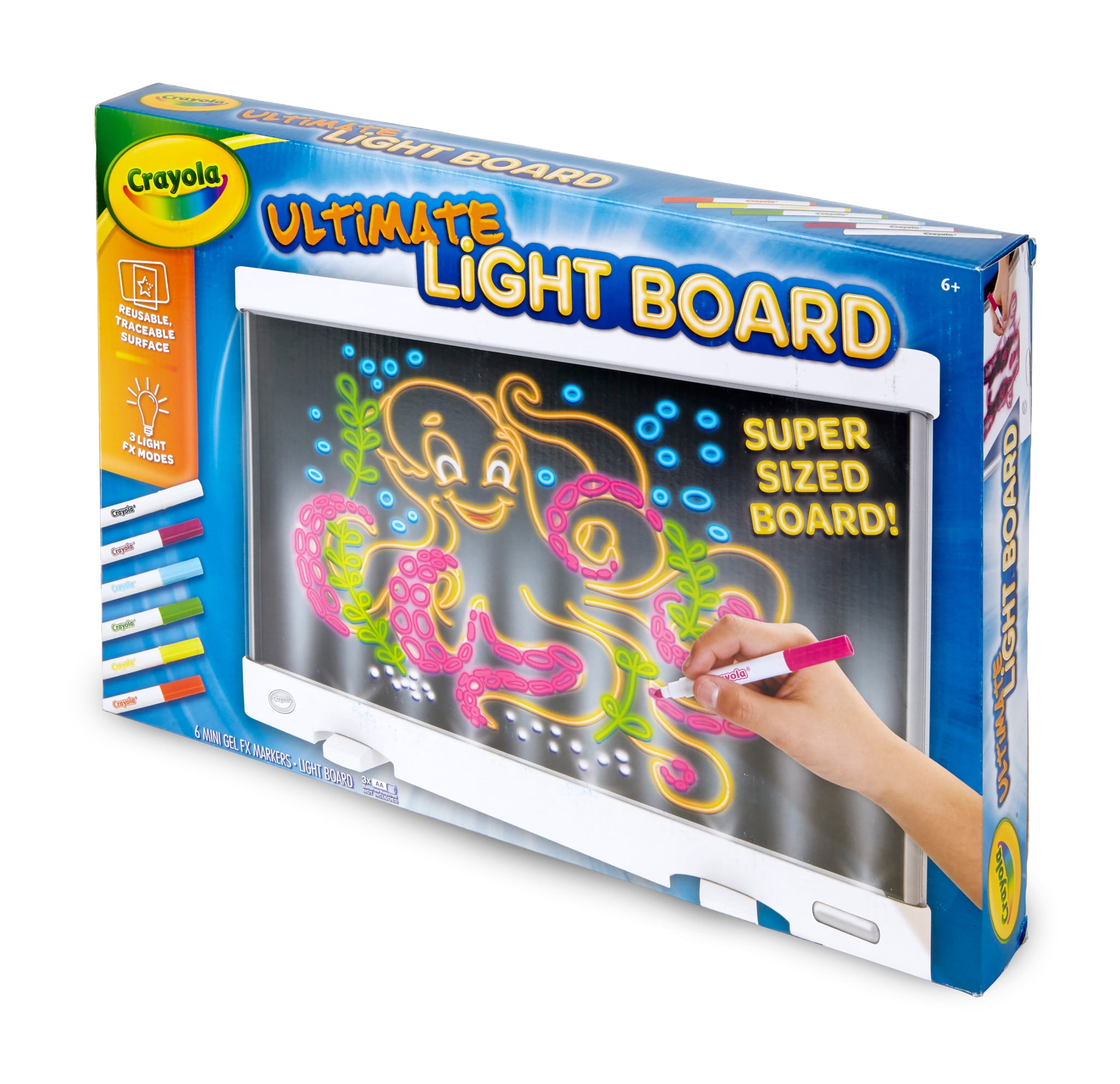 Crayola Ultimate Light Board LED Drawing Tablet with 6 Washable Gel Markers (White, 1 Pack) opap7