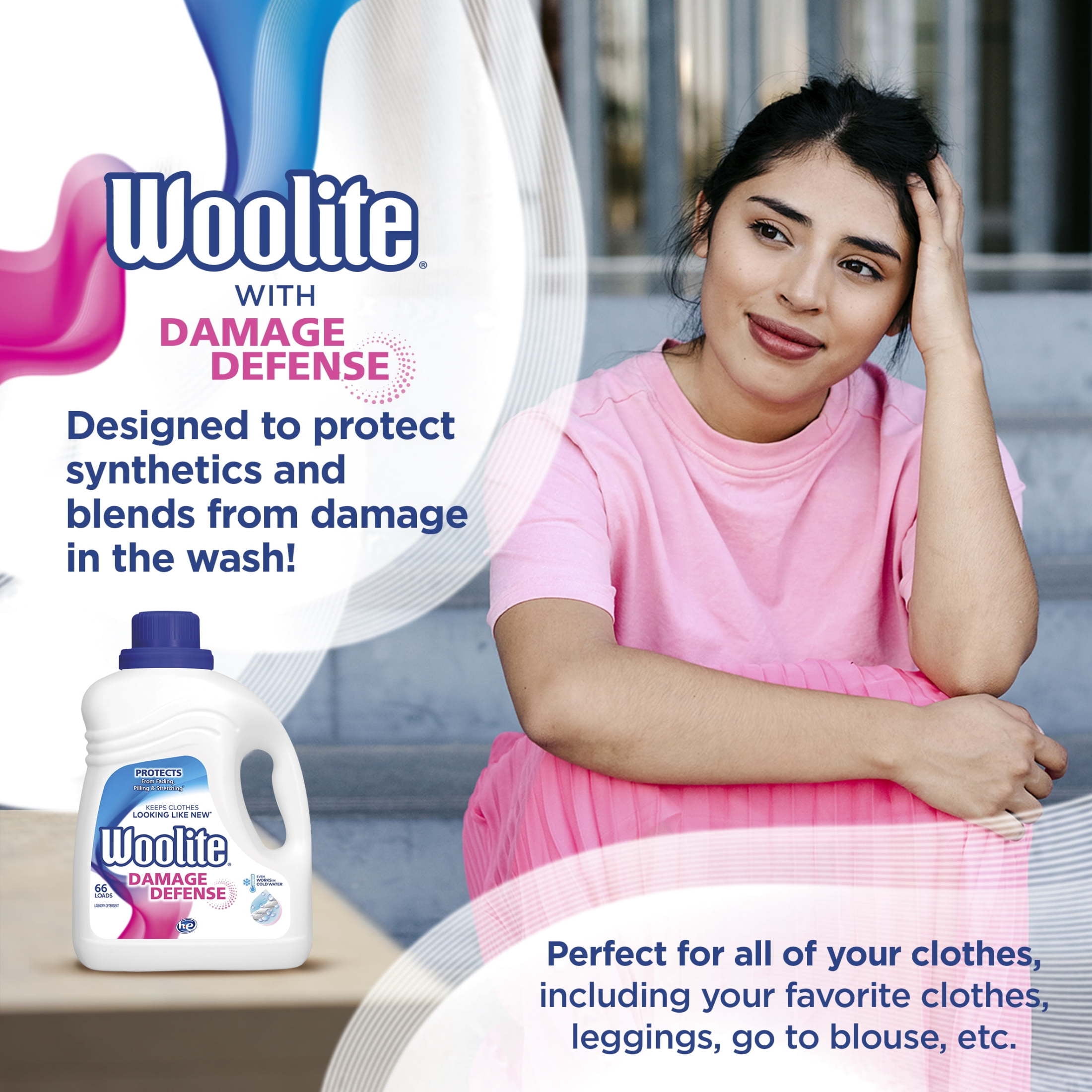 Woolite Damage Defense Liquid Laundry Detergent, Fabric Protection for Cottons and Synthetics (100 fl oz) zo644