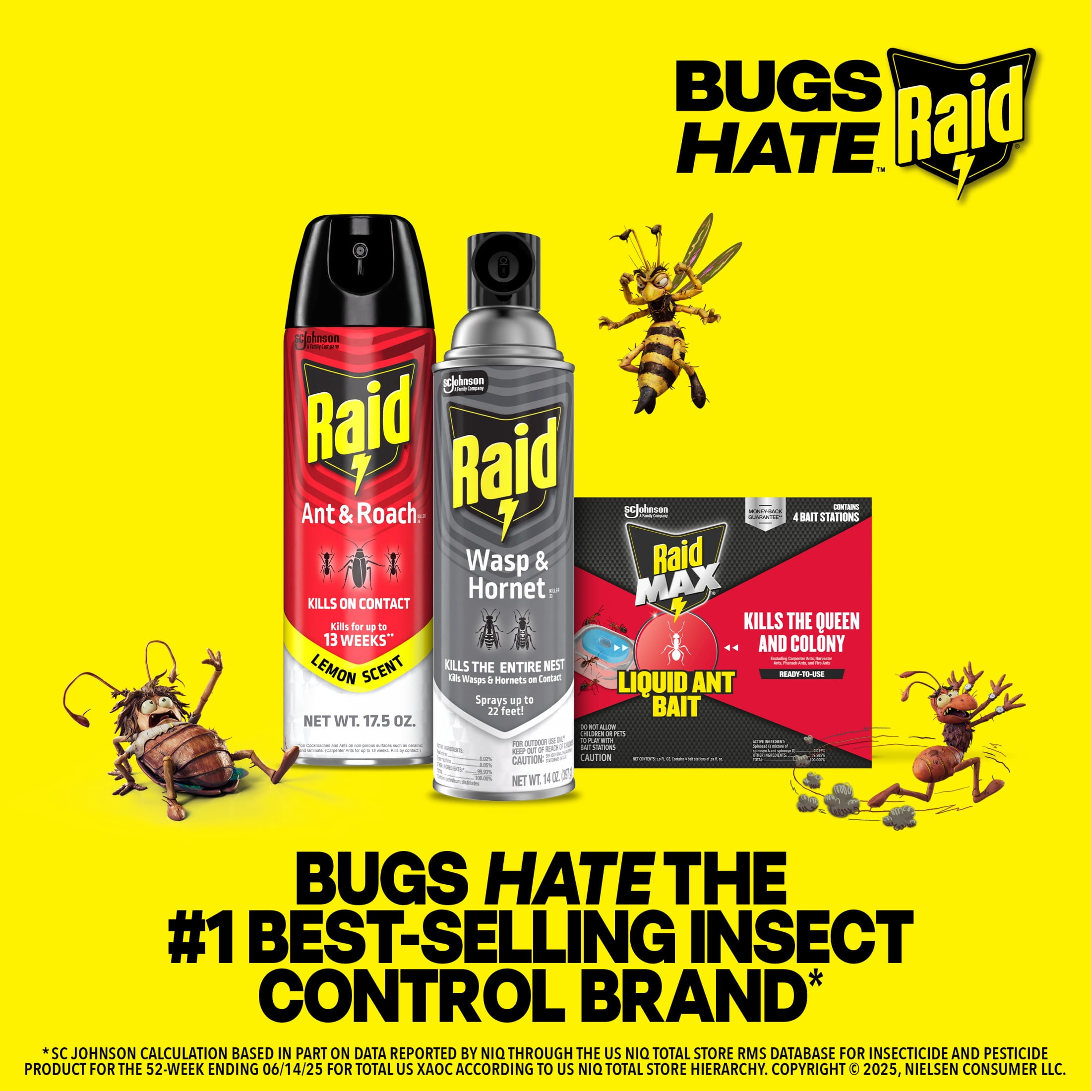Raid Ant and Roach Insect Killer Spray, Lemon Scented Indoor Pest Control (17.5 oz) 5pq18