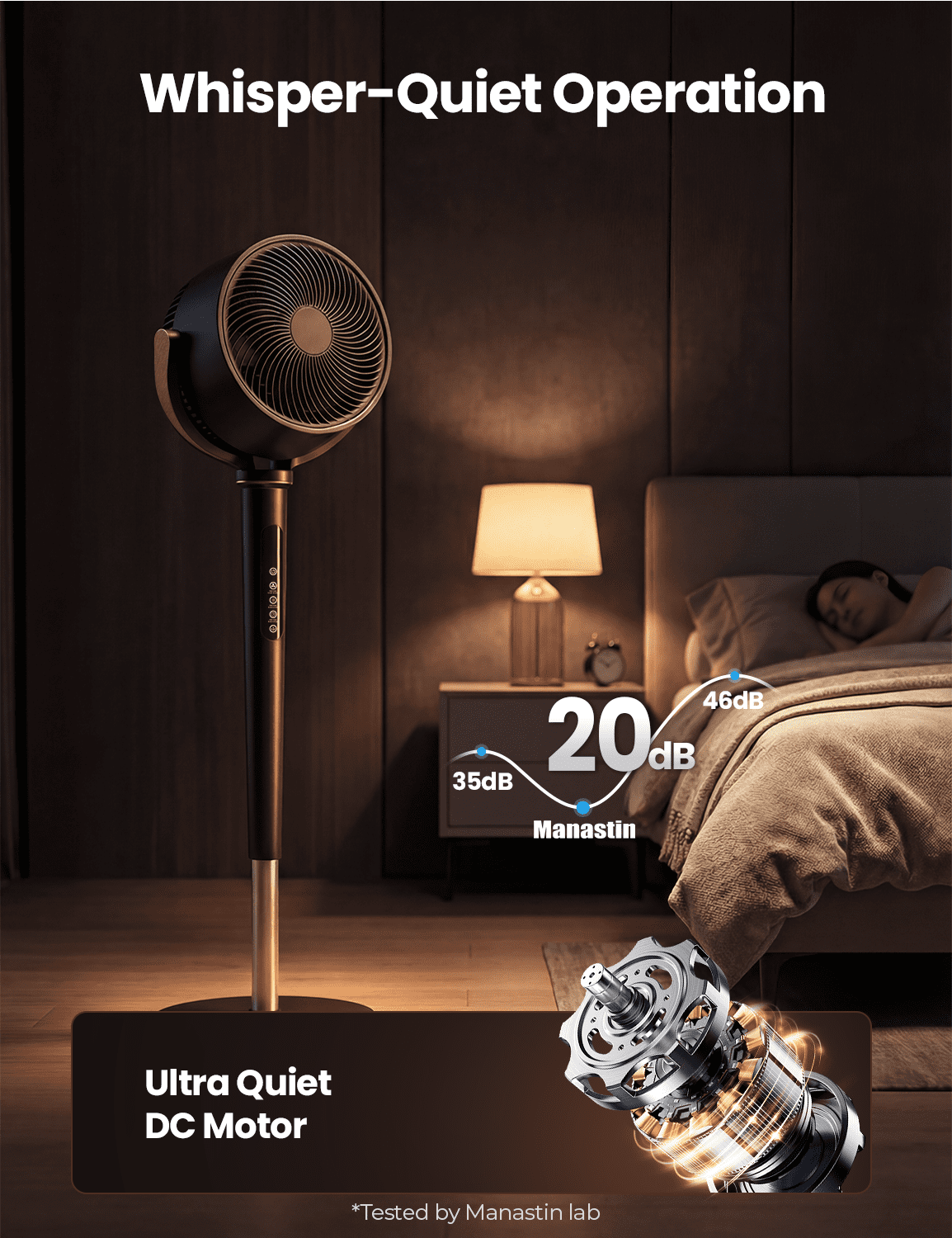 Nepsam Pedestal Fan with Remote, 16-Speed Quiet DC Motor, 120° Oscillation, Adjustable Height (Black, 45 in) zwjzw