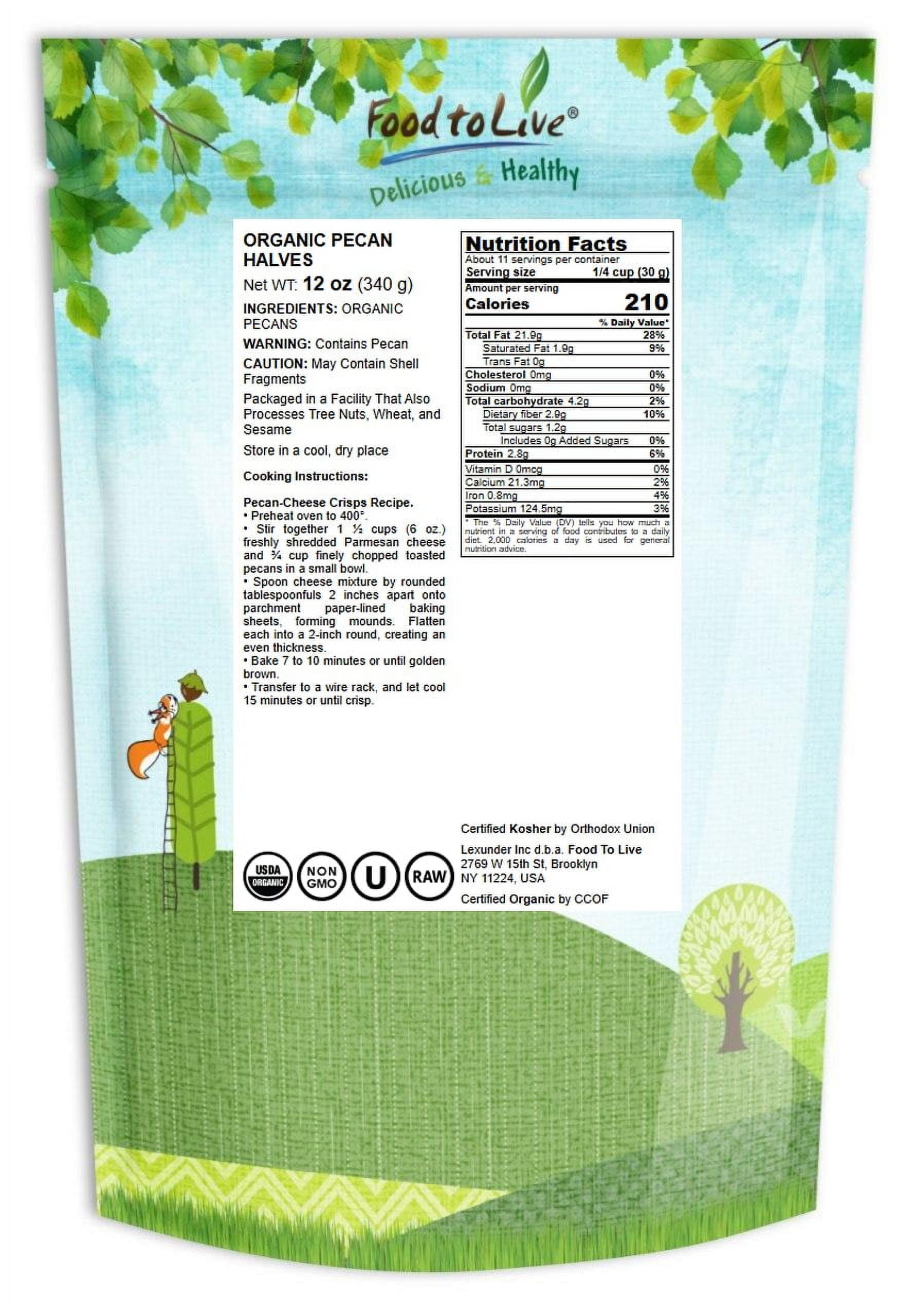 Food to Live Organic Raw Pecan Halves (Unsalted, Non-GMO, 12 oz) 5vyd5