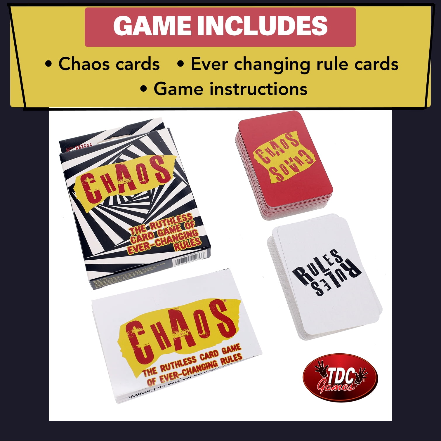 TDC Games Chaos Card Game Strategy Party Game (2-6 Players, 5.5 x 3.5 x 1 in) s2hcb