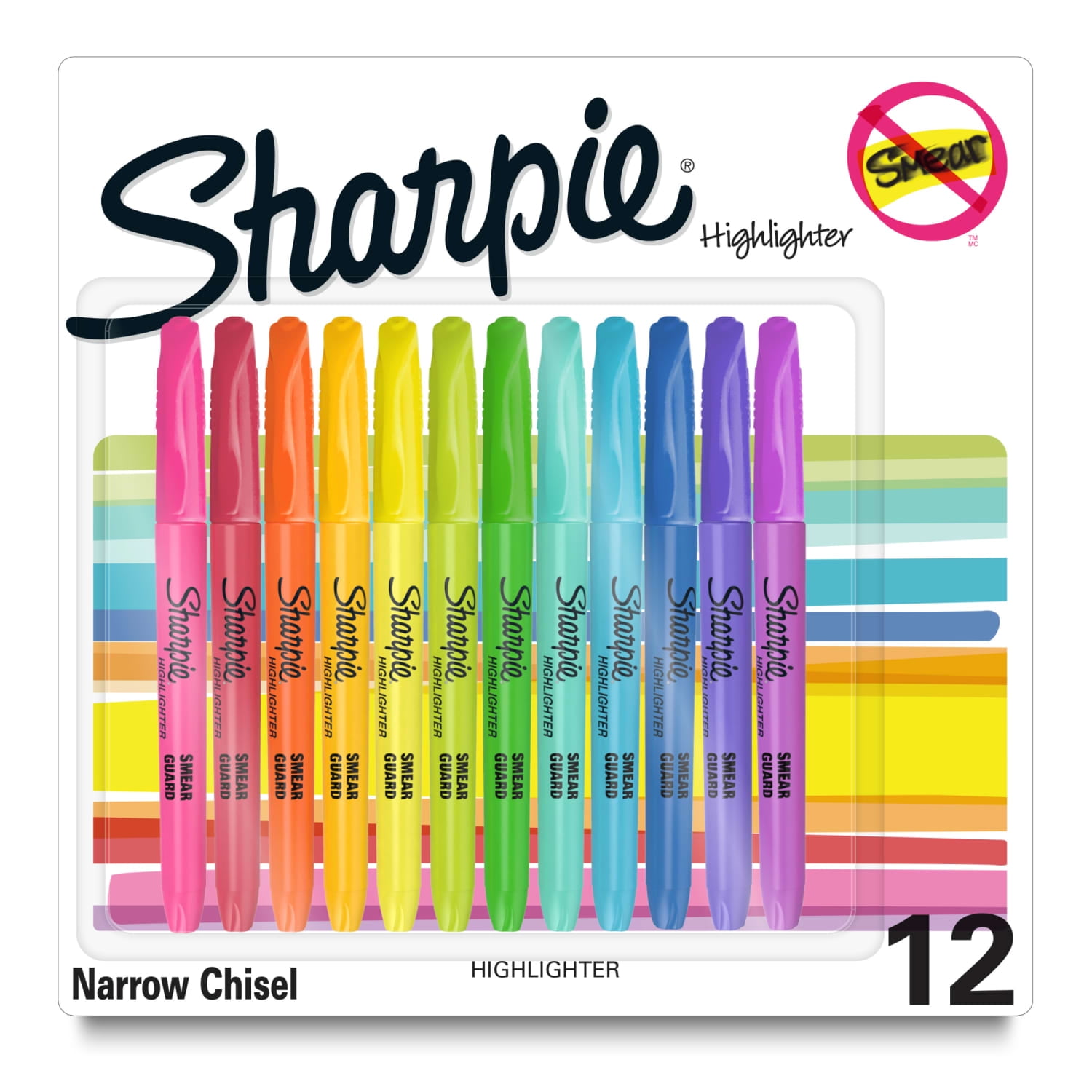 Sharpie Pocket Highlighters, Chisel Tip, Smear-Resistant Ink (Assorted Colors, 12 Count) gtqje