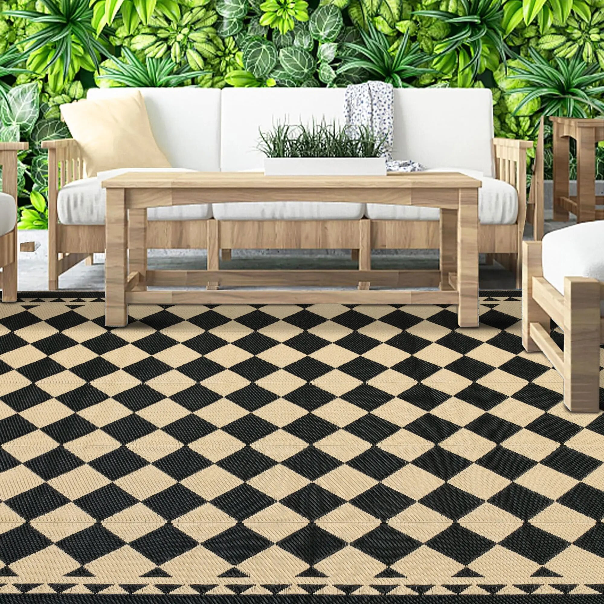 Berthmeer Plastic Outdoor Rug Waterproof Patio and RV Area Carpet (5 ft x 8 ft) op9m7
