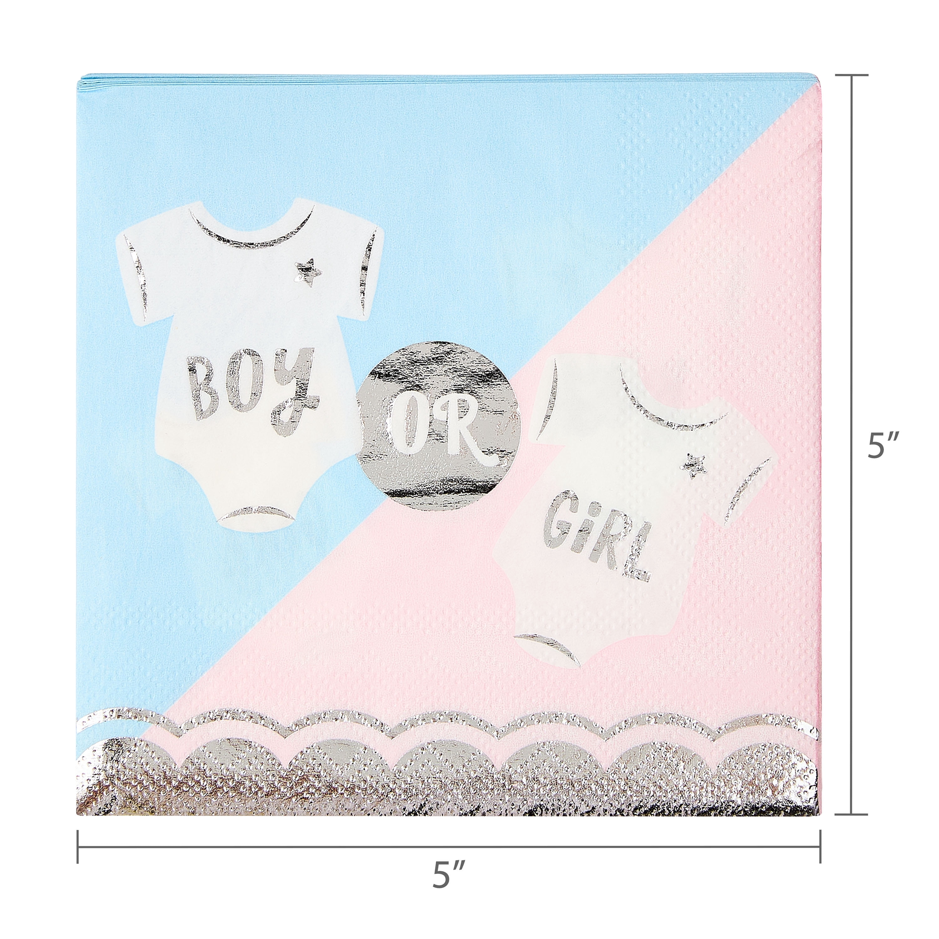 Way To Celebrate Gender Reveal Paper Napkins, Decorative Party Supplies (Pink and Blue, 16 Count, 6.5 in x 6.5 in) x8m36