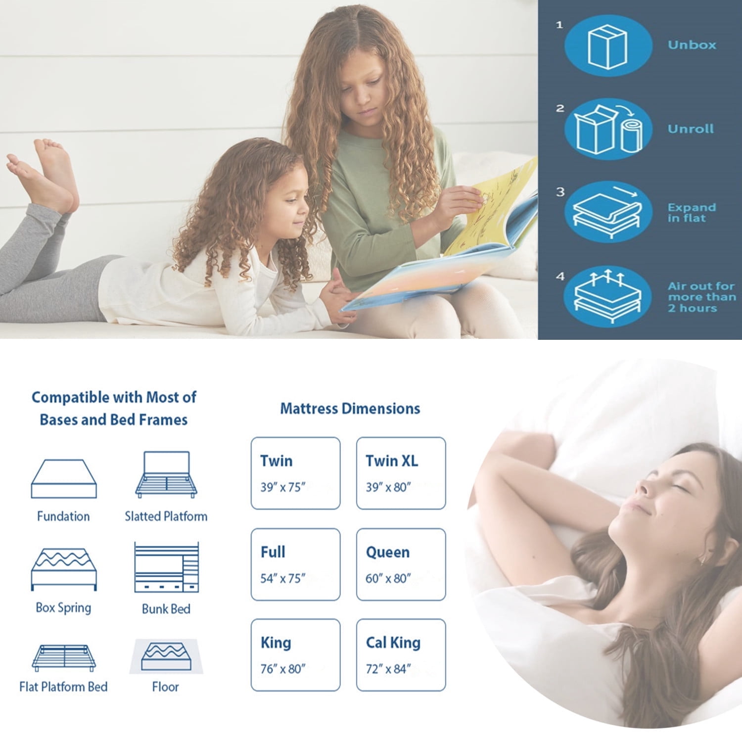 Beddle Full Mattress (6 in Medium Firm Gel Memory Foam, White, 54 in x 75 in) v30b0