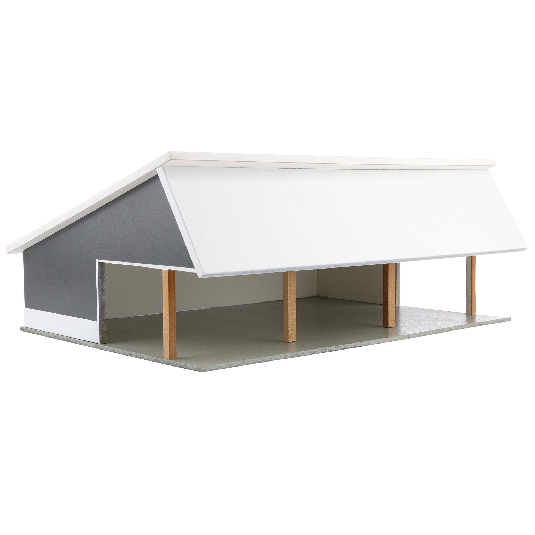 Outback Toys 1/64 Scale Wooden Cattle Shed Model with Removable Roof (Light Gray and Dark Gray, 12.5 in x 9 in x 5 in) xlw4i