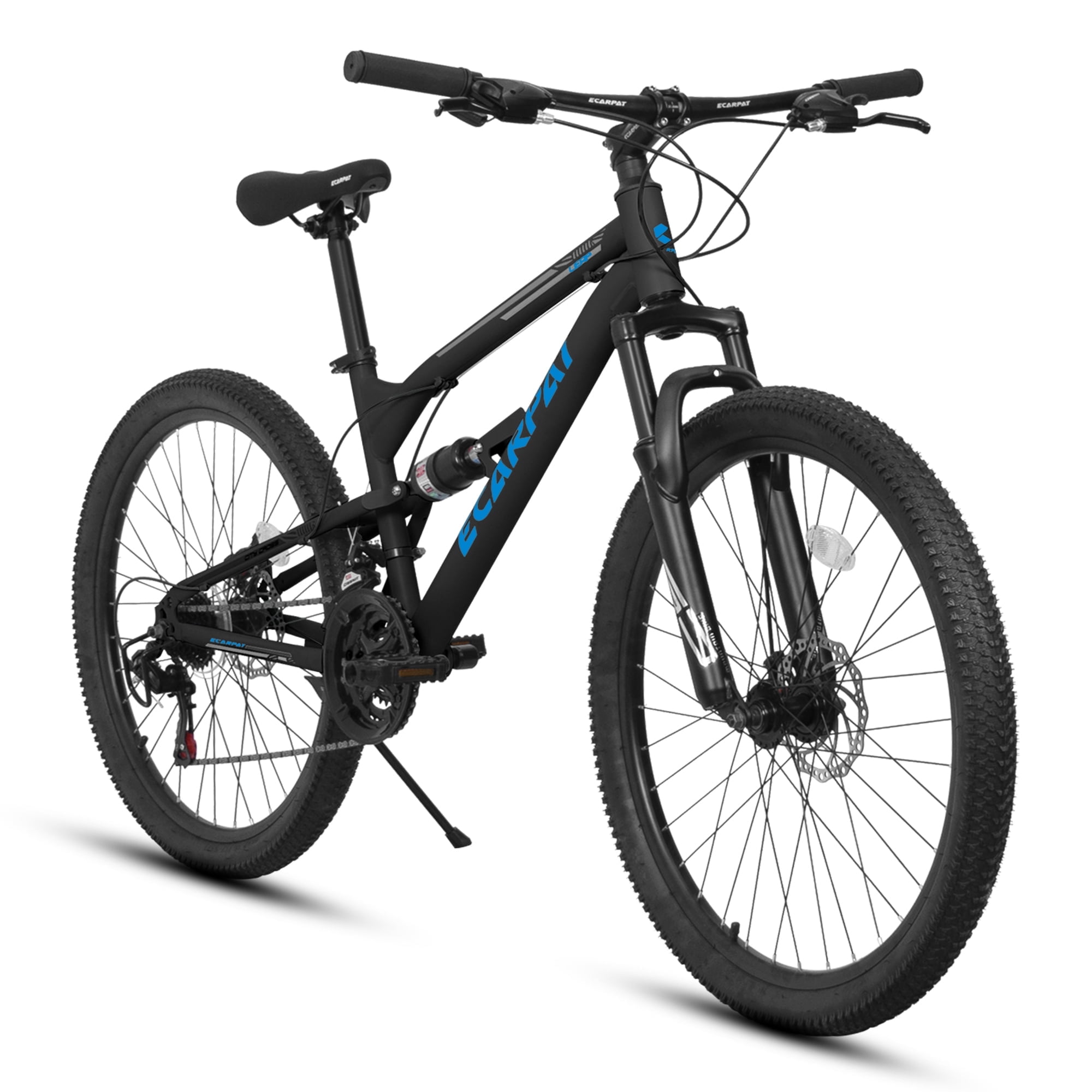 Ecarpat 26-inch Dual Full Suspension Mountain Bike, 21-Speed All-Terrain MTB with Dual Disc Brakes (Blue, 26-inch) 2qsq1