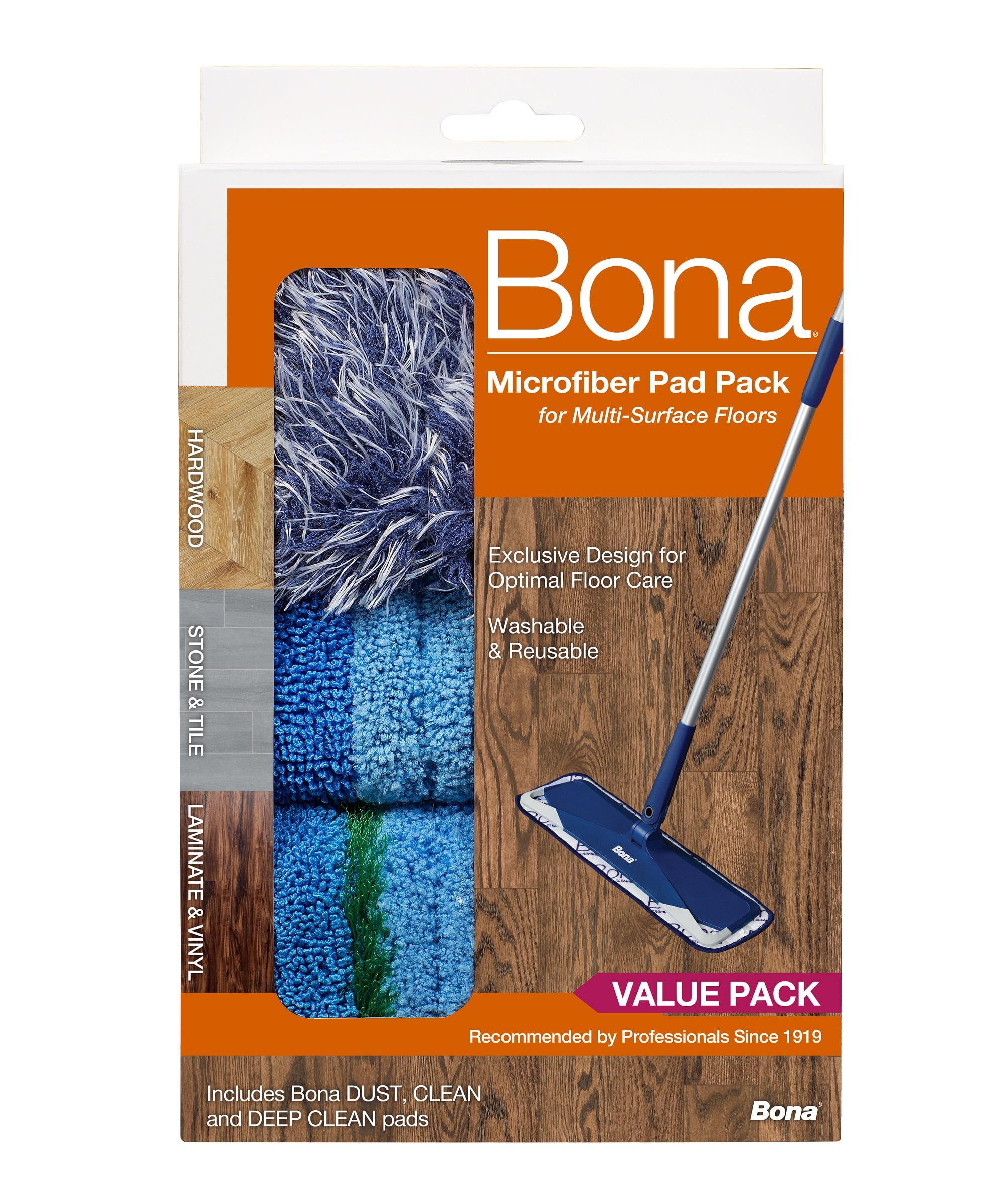 Bona Microfiber Floor Cleaning Pad Set (Blue, 1 Pack) p17le