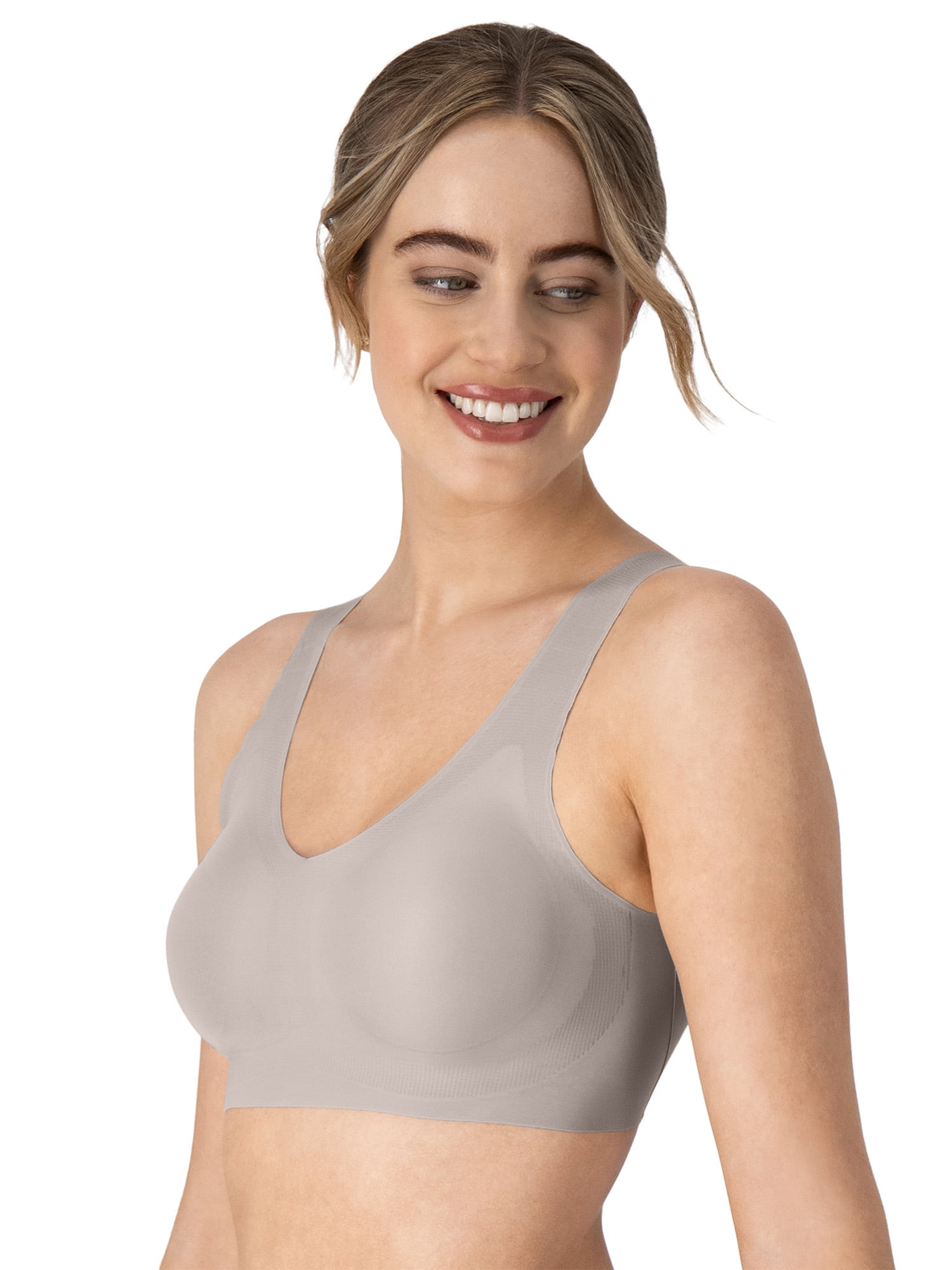 Hanes Womens Invisible Embrace Pullover Bralette, Moisture-Wicking Seamless T-Shirt Bra (Silver, S) krg8c