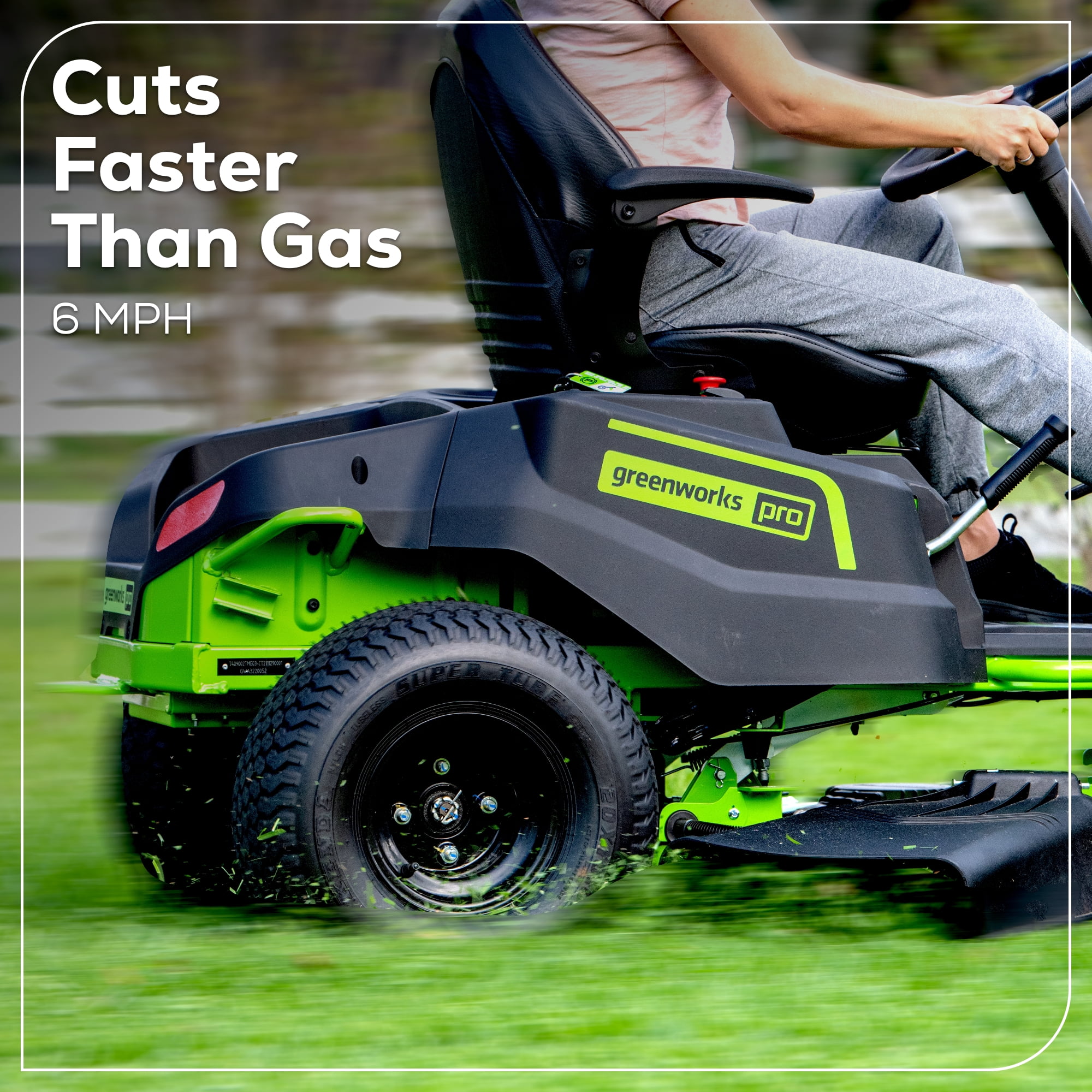 Greenworks 60V 42-in Cordless Electric Riding Lawn Mower with (6) 8.0Ah Batteries and (3) Dual Port Turbo Chargers sksom