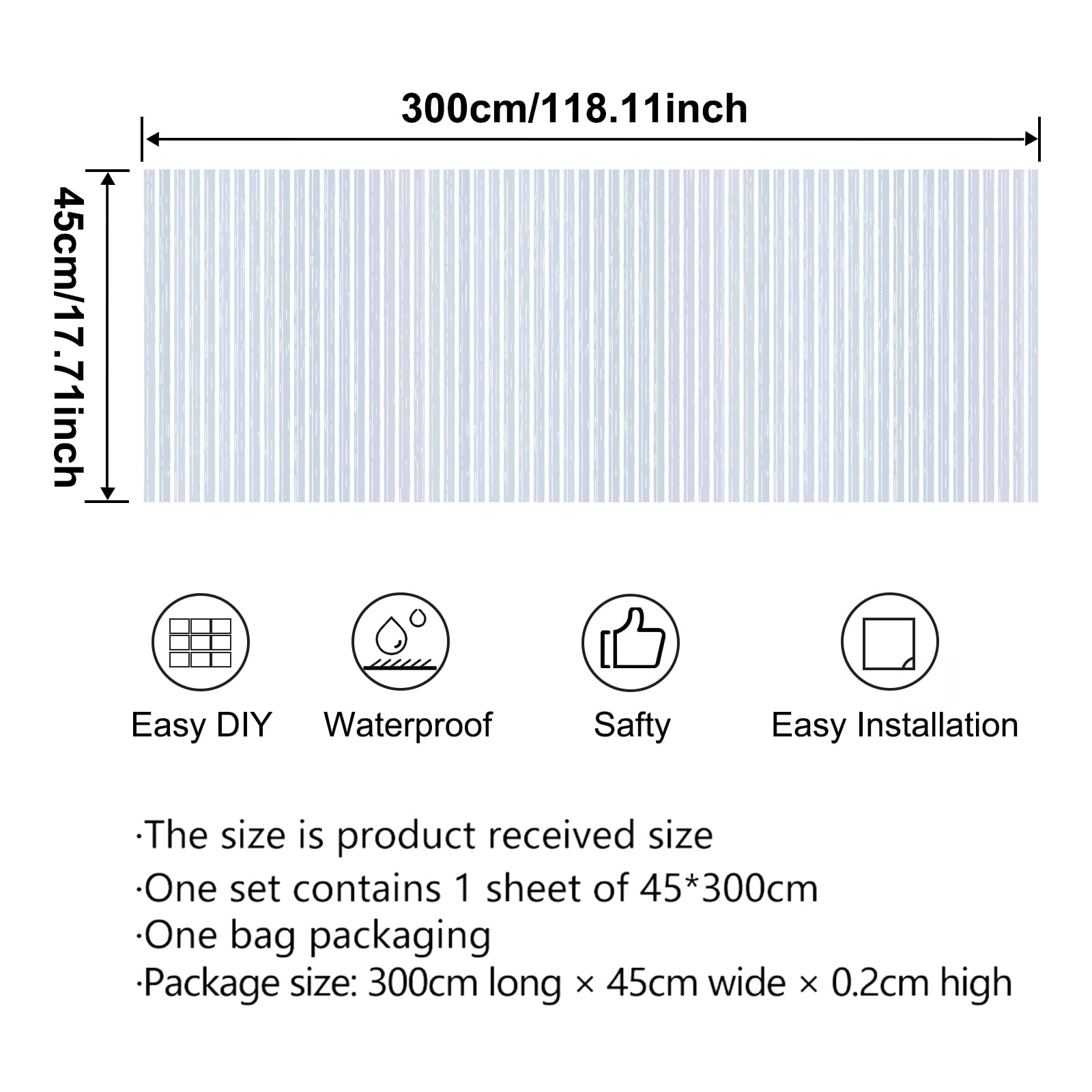 Kwagocar Peel and Stick Wallpaper Self-Adhesive Decorative Liner for Furniture and Walls (Blue Stripe, 17.7 in x 118 in) qq4r8