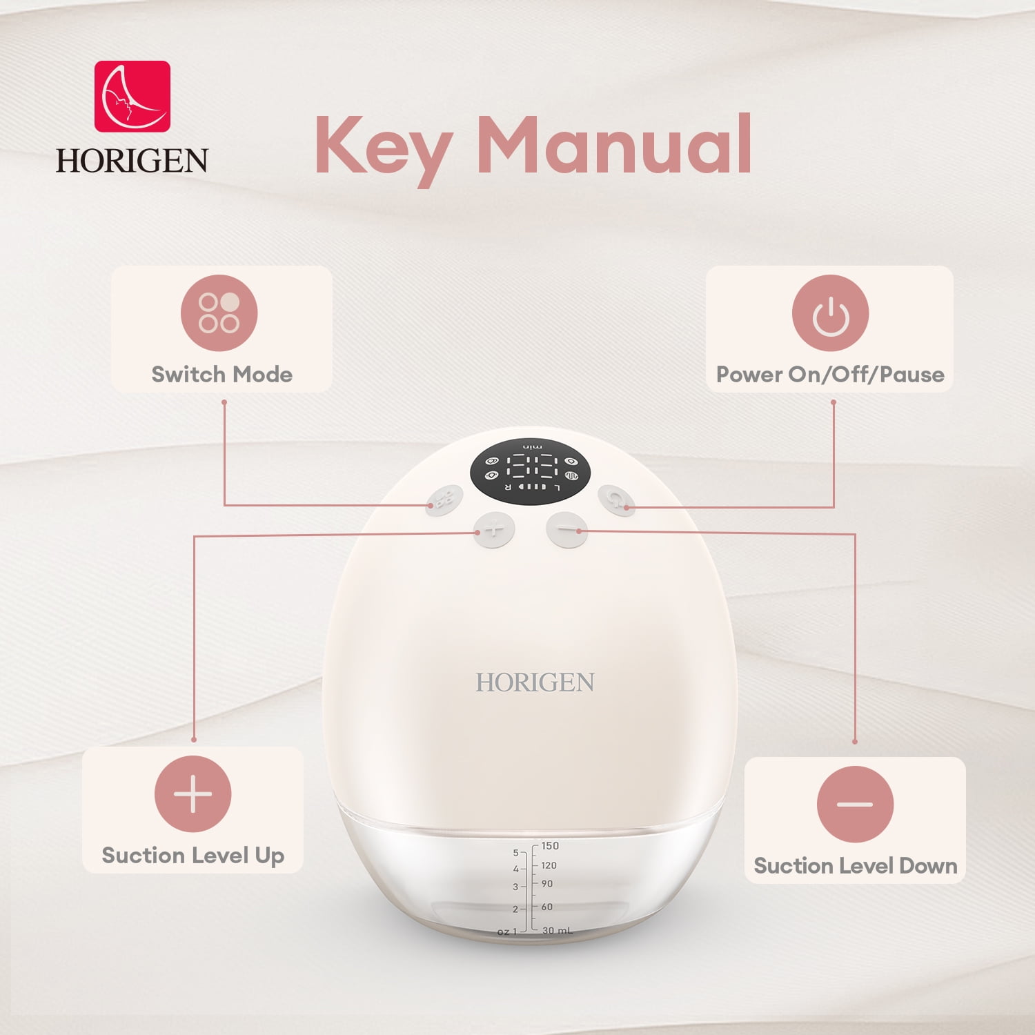 Horigen AOV6861 Double Electric Breast Pump, Wearable Hands-Free Design, Smart Memory & 3D Pumping Technology (White, 5 fl oz) mud9m
