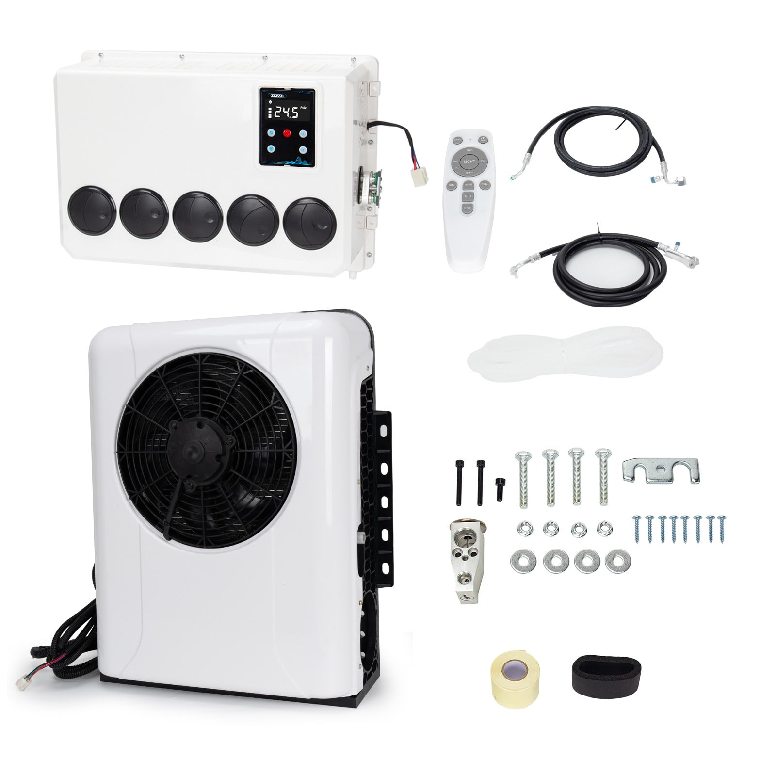 Onesaimei 12V Split Air Conditioner Kit for RV Truck and Cab (White, 12000 BTU) r7bxu