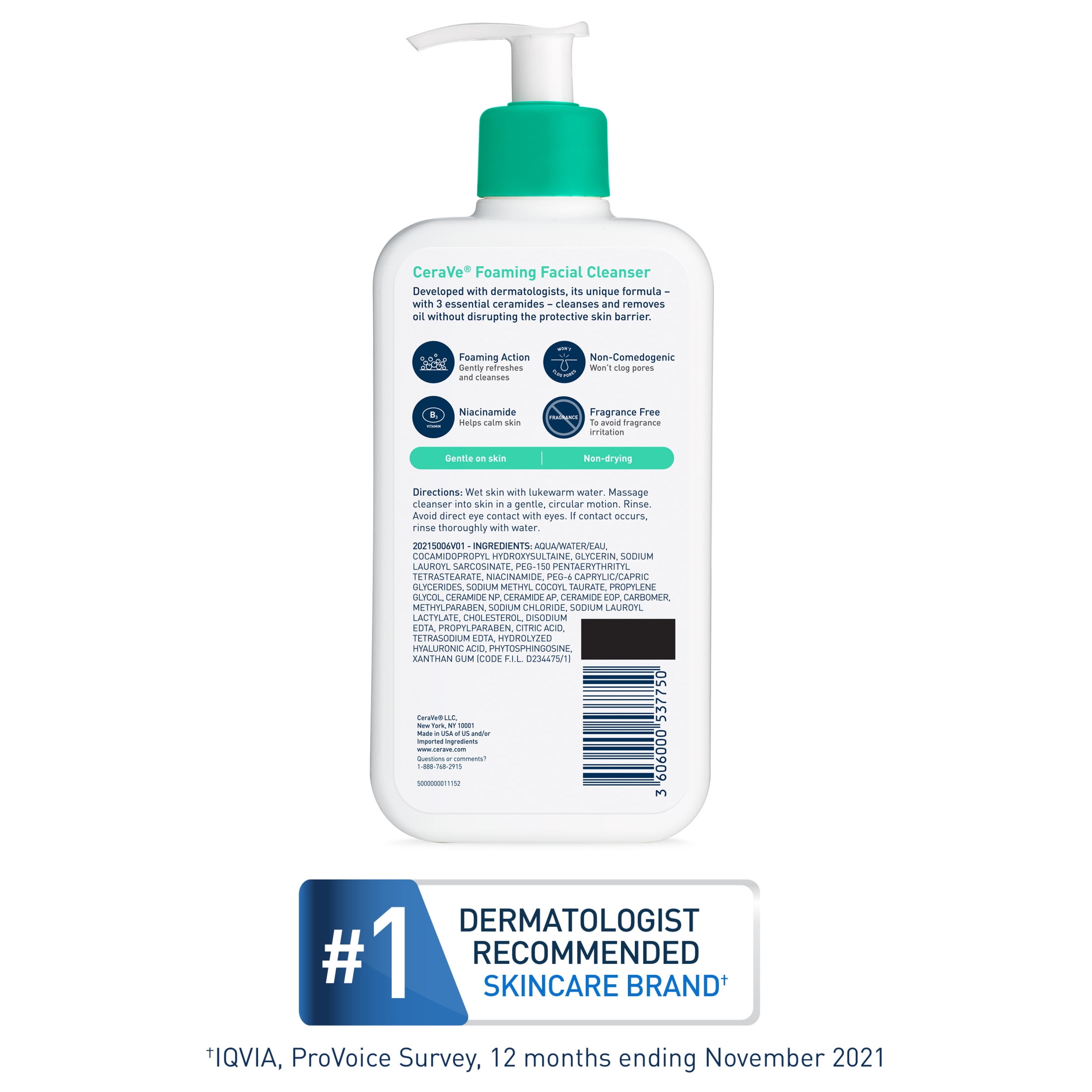 CeraVe Foaming Facial Cleanser Oil Control Face & Body Wash for Normal to Oily Skin (16 fl oz) avfqa