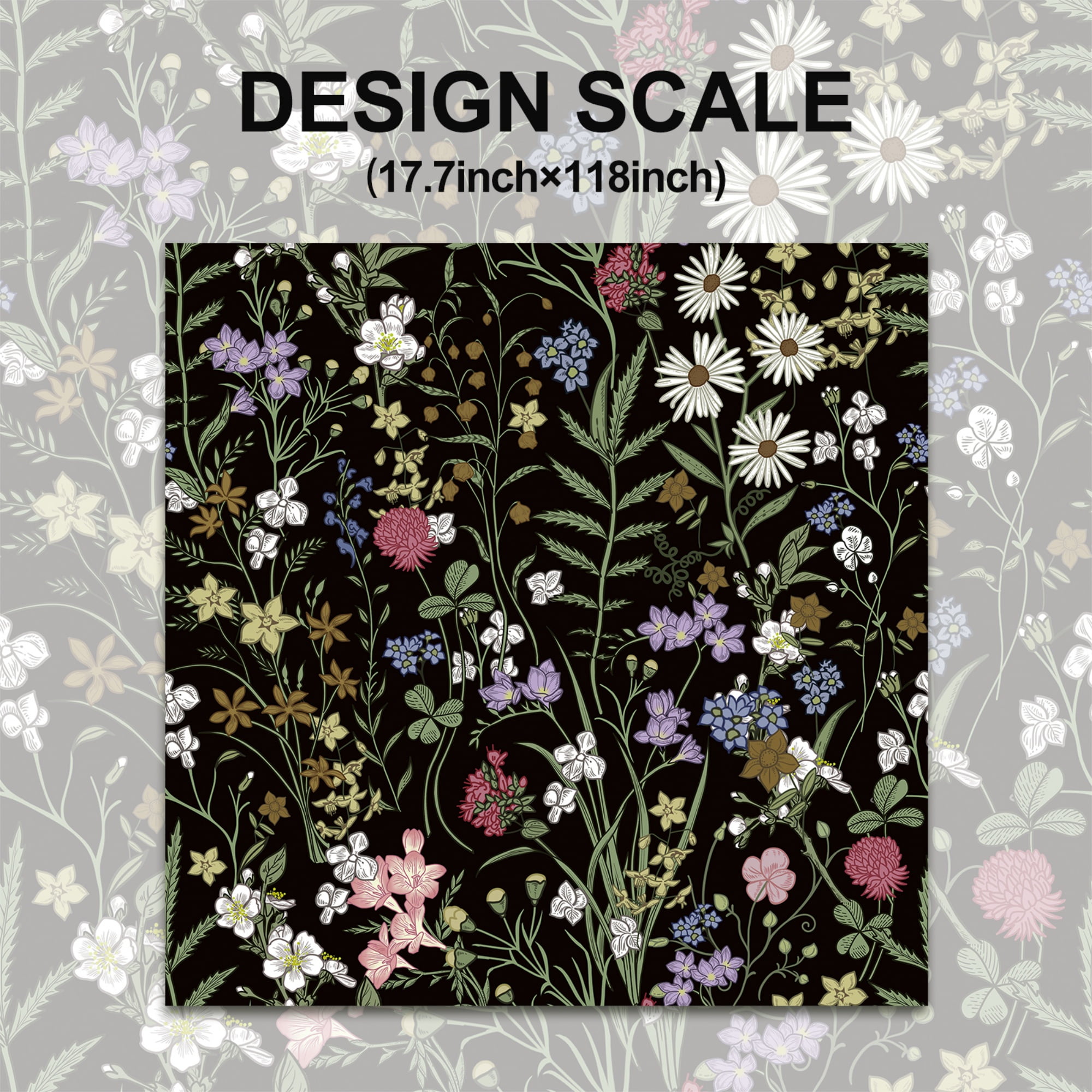 Abyssaly Floral Peel and Stick Wallpaper, Self-Adhesive Removable Contact Paper for Home Decor (Black, 17.7 in x 118 in) 1luh4