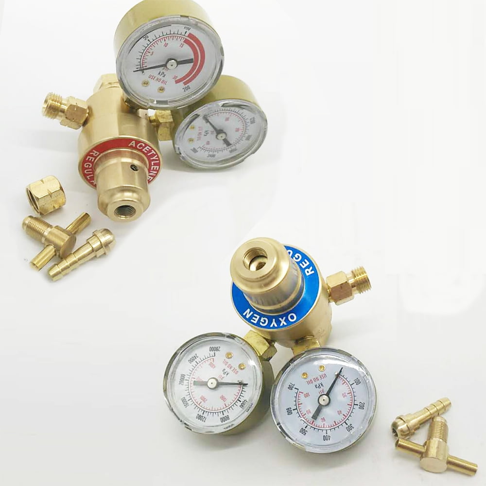 iMeshbean Dual Gauge Oxygen and Acetylene Regulator Set for Welding and Cutting (Solid Brass, CGA540 and CGA200 Fittings) orpr6