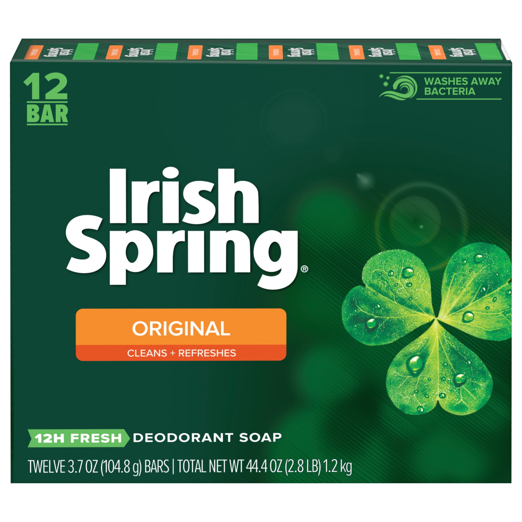 Irish Spring Original Deodorant Bar Soap, Invigorating Scent, All Skin Types (Green, 12 Pack of 3.7 oz Bars) rfz7c