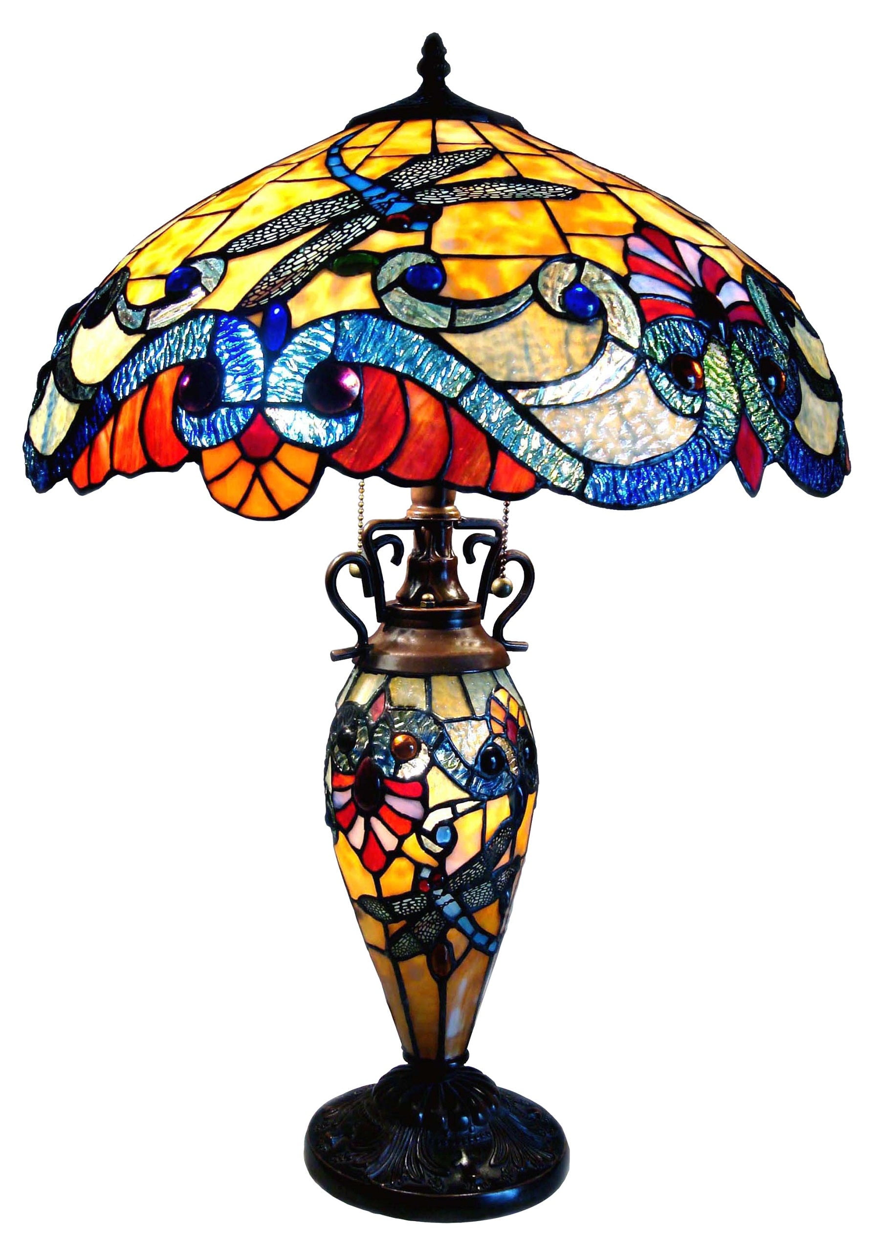 Radiance Goods Tiffany Style Dragonfly Table Lamp (Antique Bronze, 18 in Shade) btc1n