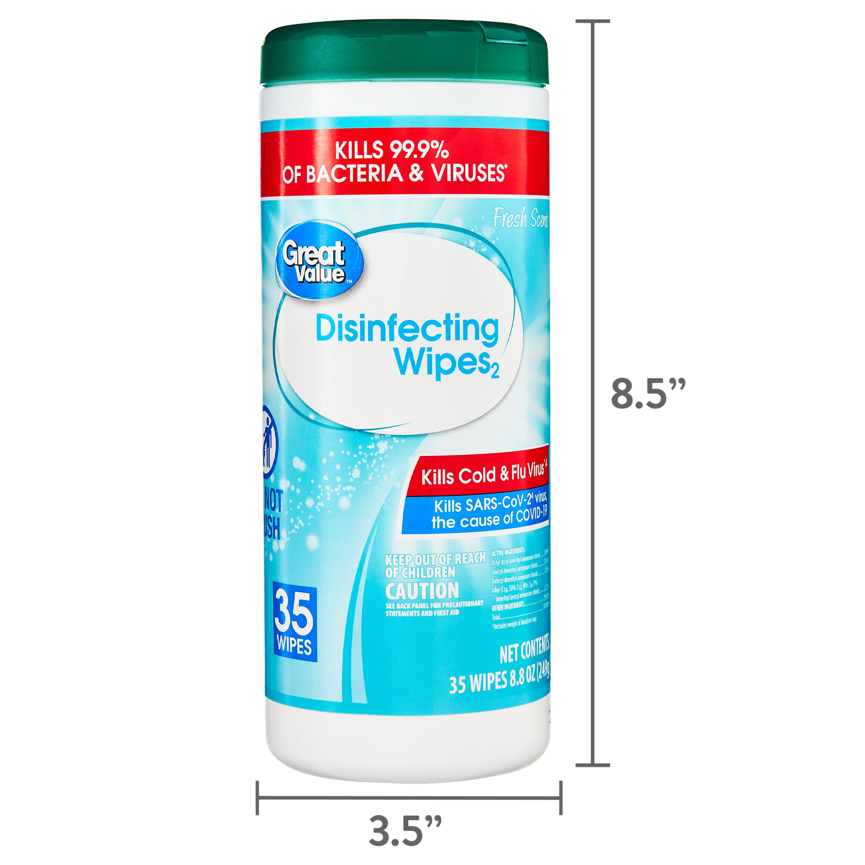 Great Value Disinfecting Wipes, Fresh Scent (Green, 35 Count) nkm01