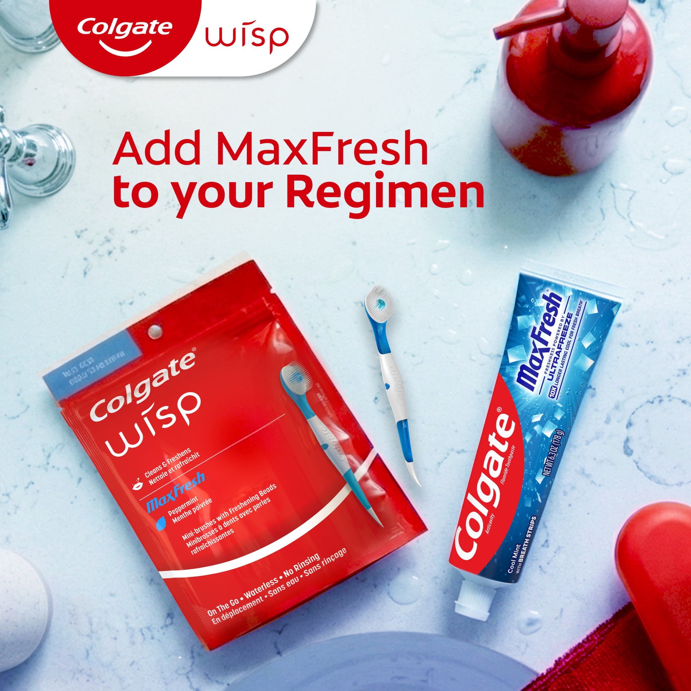 Colgate Max Fresh Wisp Disposable Travel Toothbrushes, Portable Mini Toothbrush with Peppermint Bead (24 Count) 99e02
