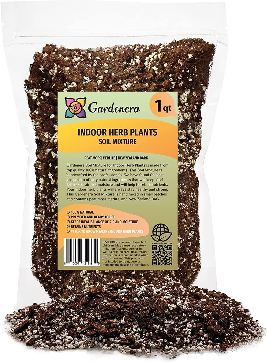 Gardenera Indoor Herb Potting Soil Mix for Kitchen Herb Gardens (1 qt) hq80v