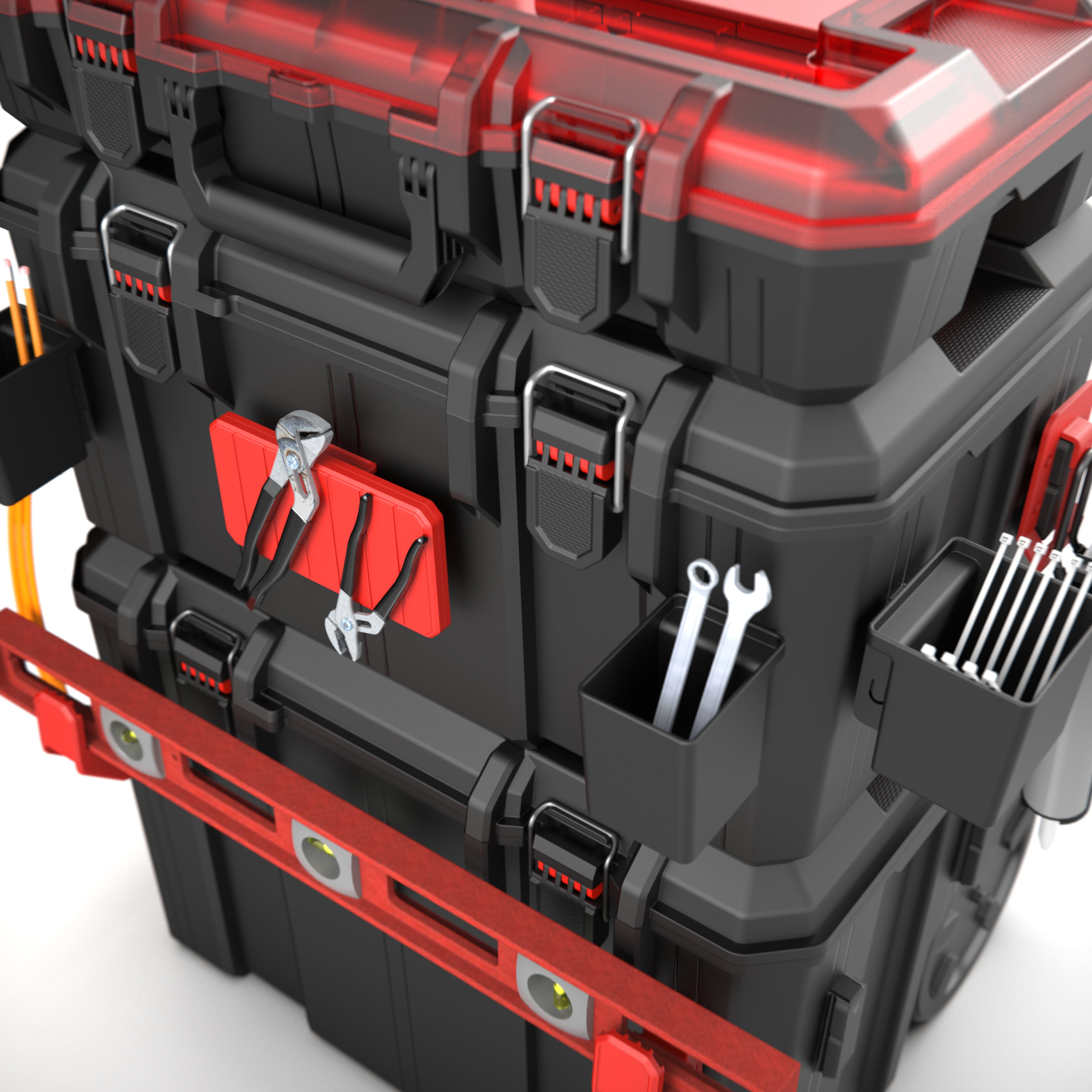 Hyper Tough Hyper Stack Heavy Duty 3 Piece Modular Rolling Toolbox System (Black, 3-Piece Set) 743ex