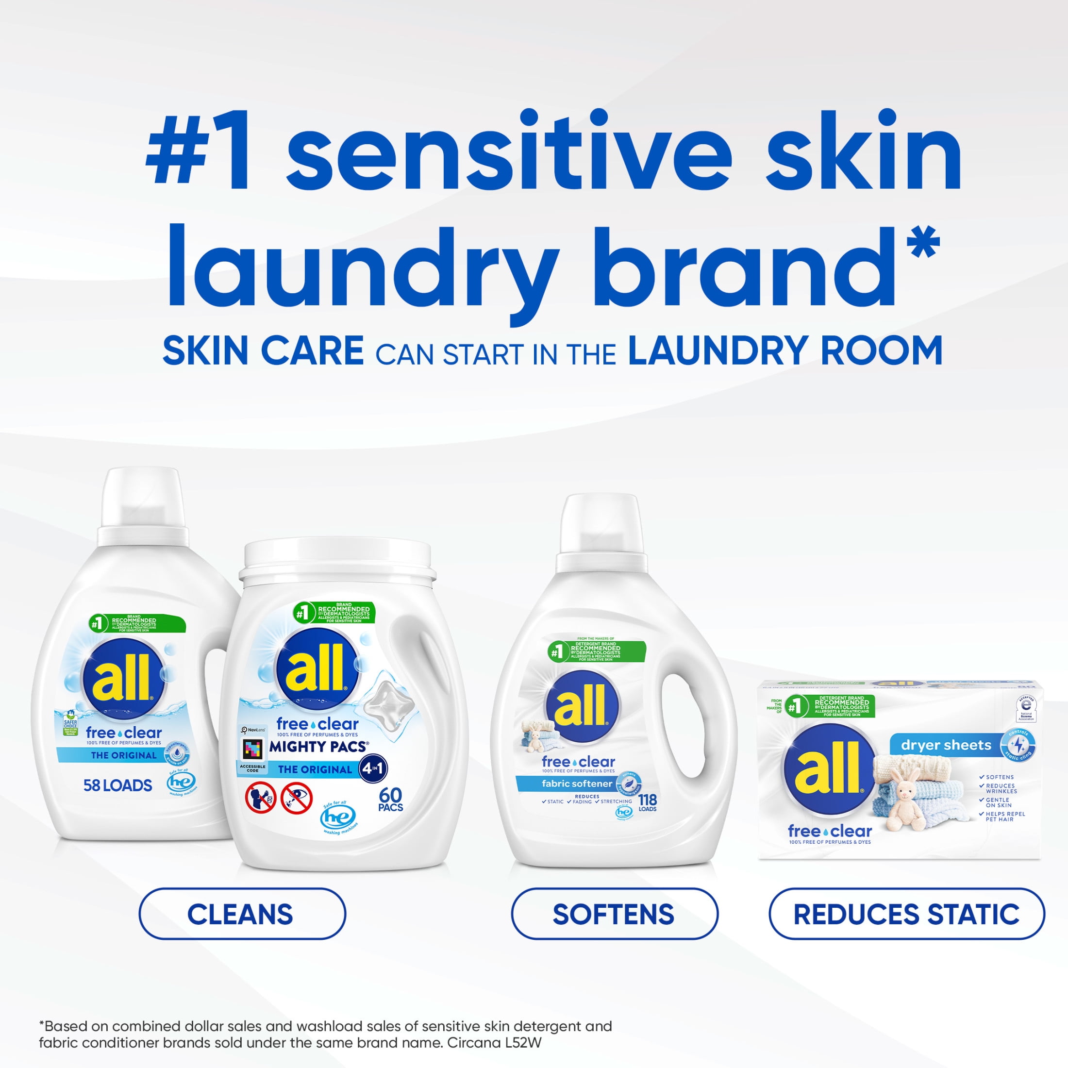 all free clear Fabric Softening Dryer Sheets for Sensitive Skin (80 Count) valc5