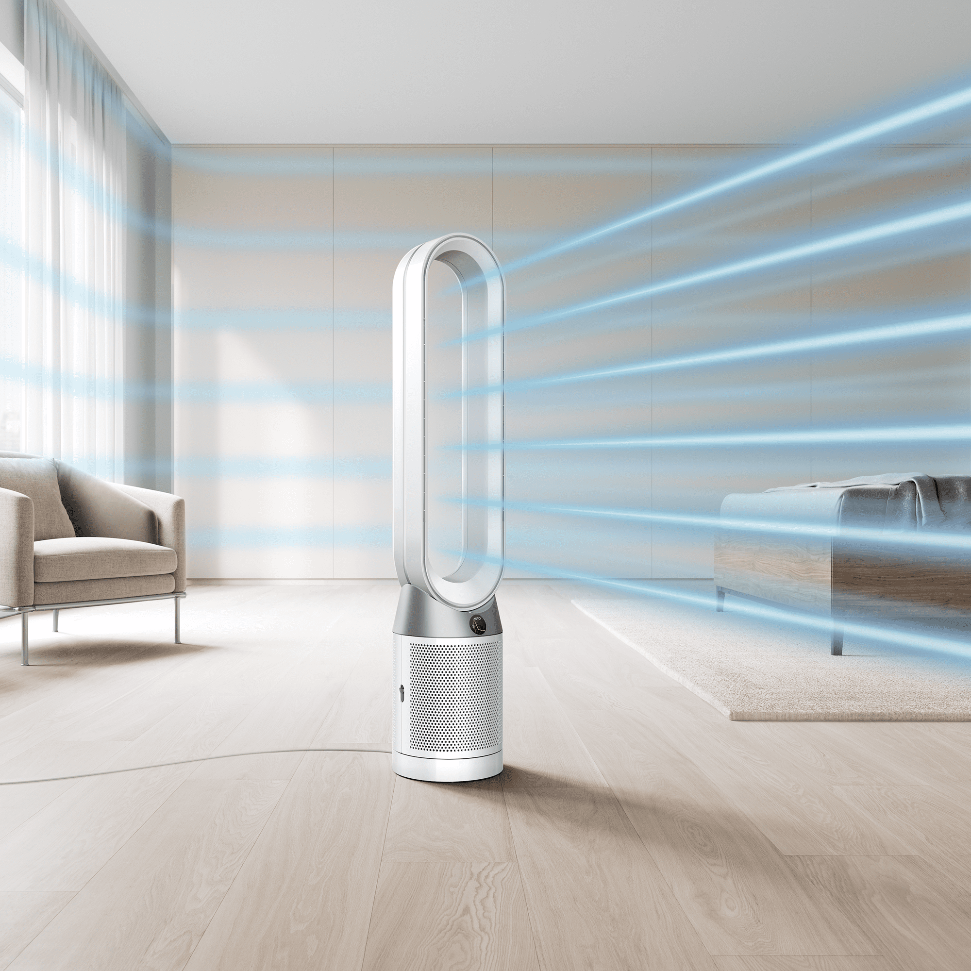 Dyson Purifier Cool Tower Fan TP7C HEPA Activated Carbon Air Purifier (White/Silver, 101 sq ft) lu42h