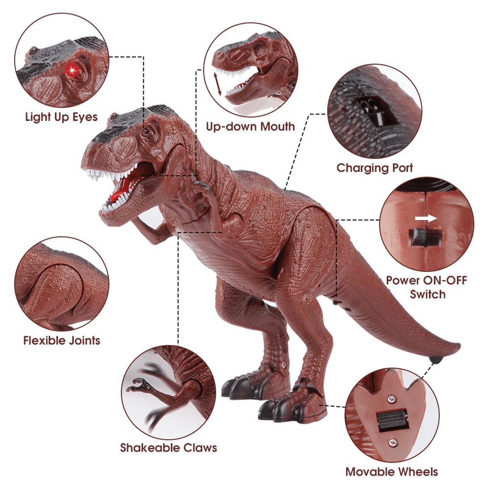 UUGEE Remote Control T-Rex Dinosaur Robot, Interactive RC Toy with Light and Sound Effects (Brown, 1 Pack) 4j5wa