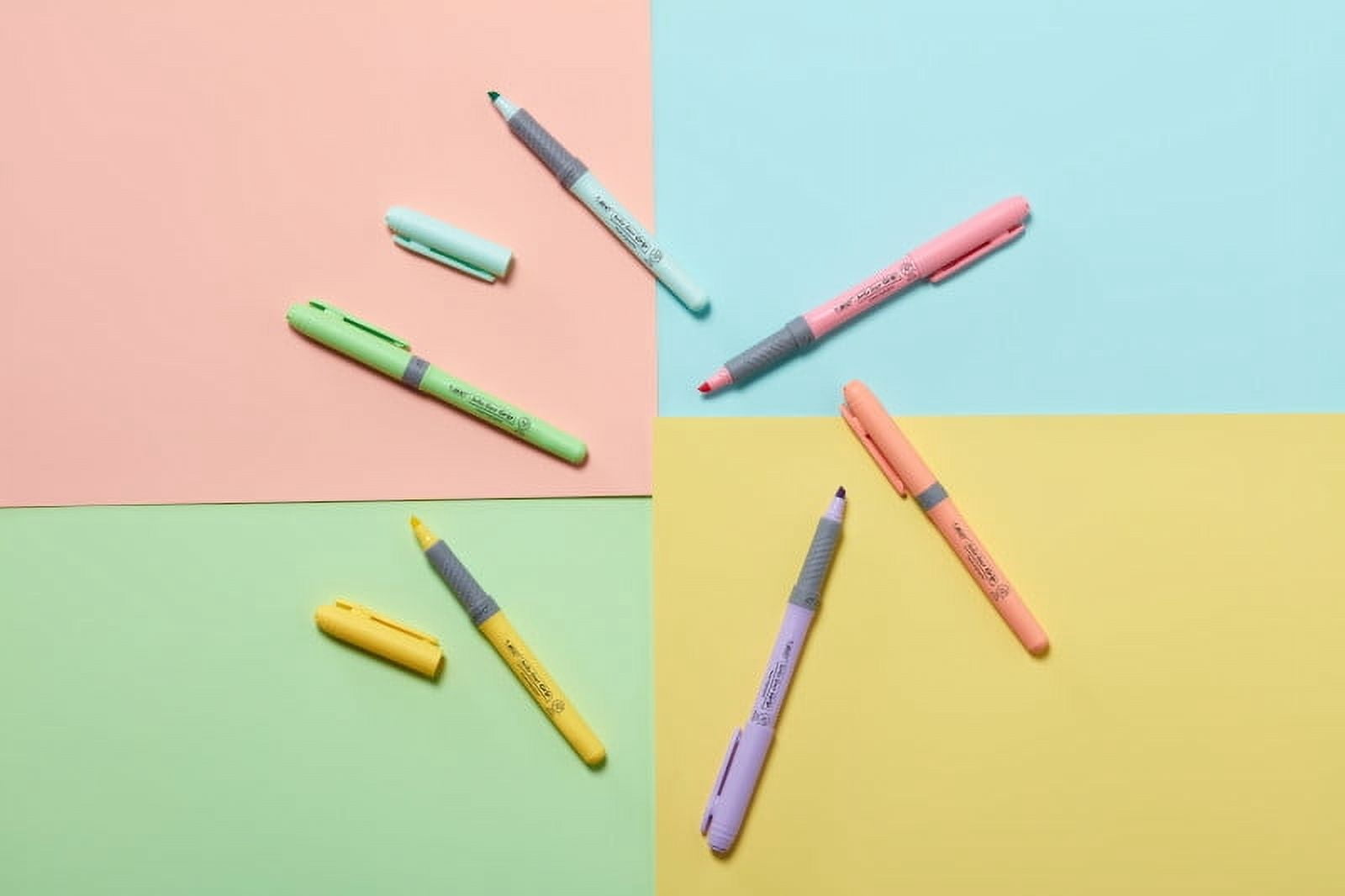 BIC Brite Liner Chisel Point Highlighter Set, Assorted Pastel Colors (6 Count) 96wnf