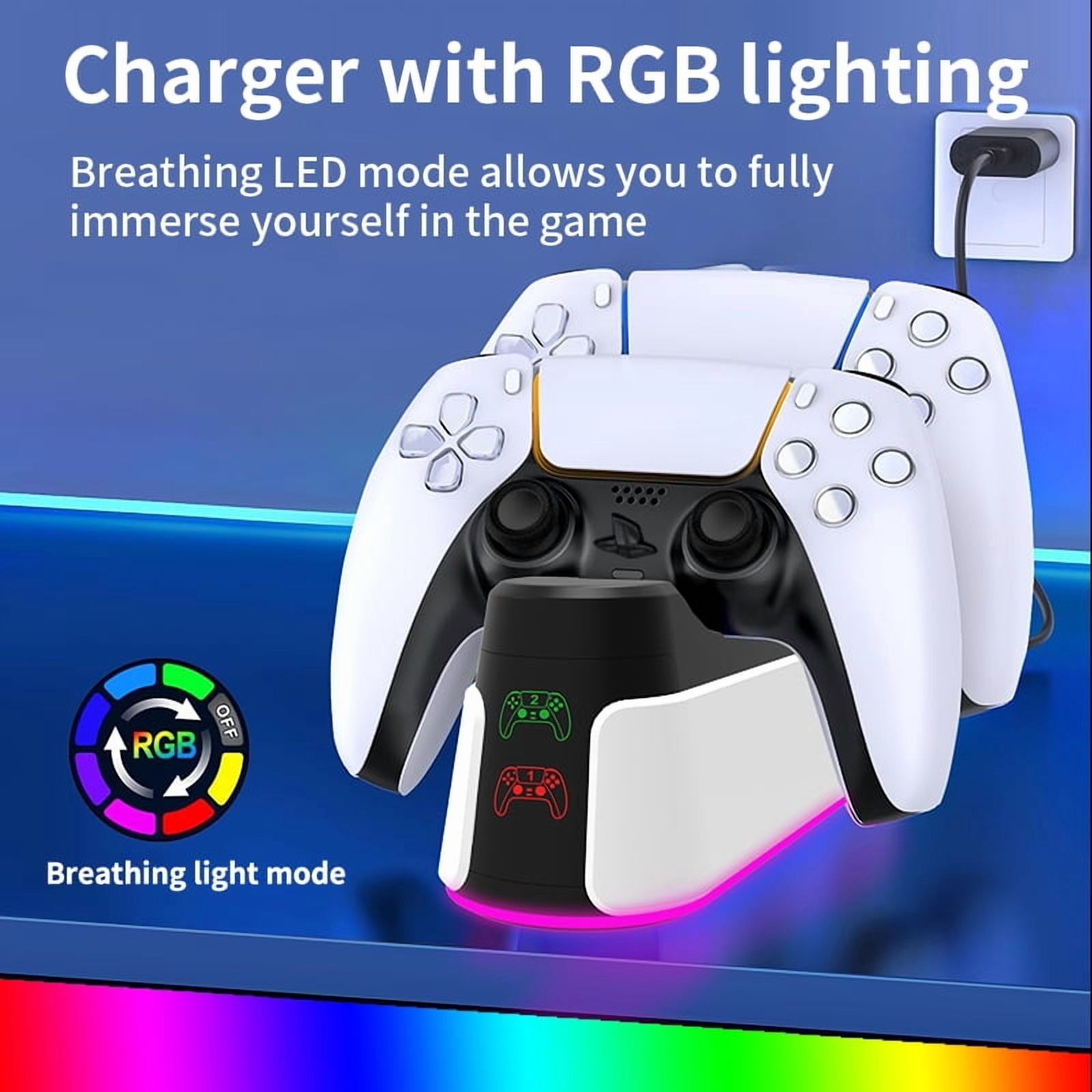 UHM PlayStation 5 DualSense Controller Charging Station (Fast Dual Dock with LED Indicator, White) zbbb7