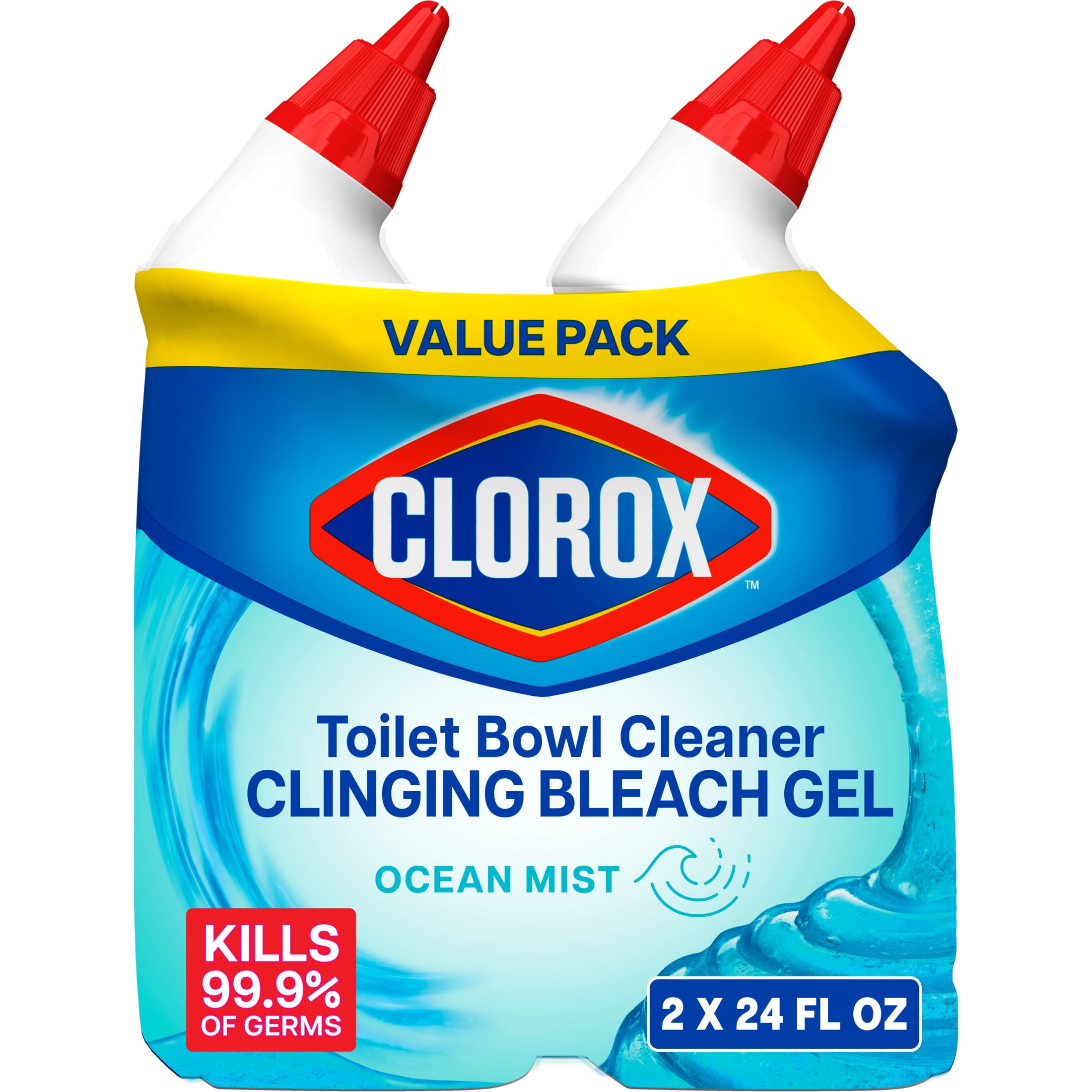 Clorox Toilet Bowl Cleaner Clinging Bleach Gel, Ocean Mist, 24 fl oz (6 Pack) fydlf