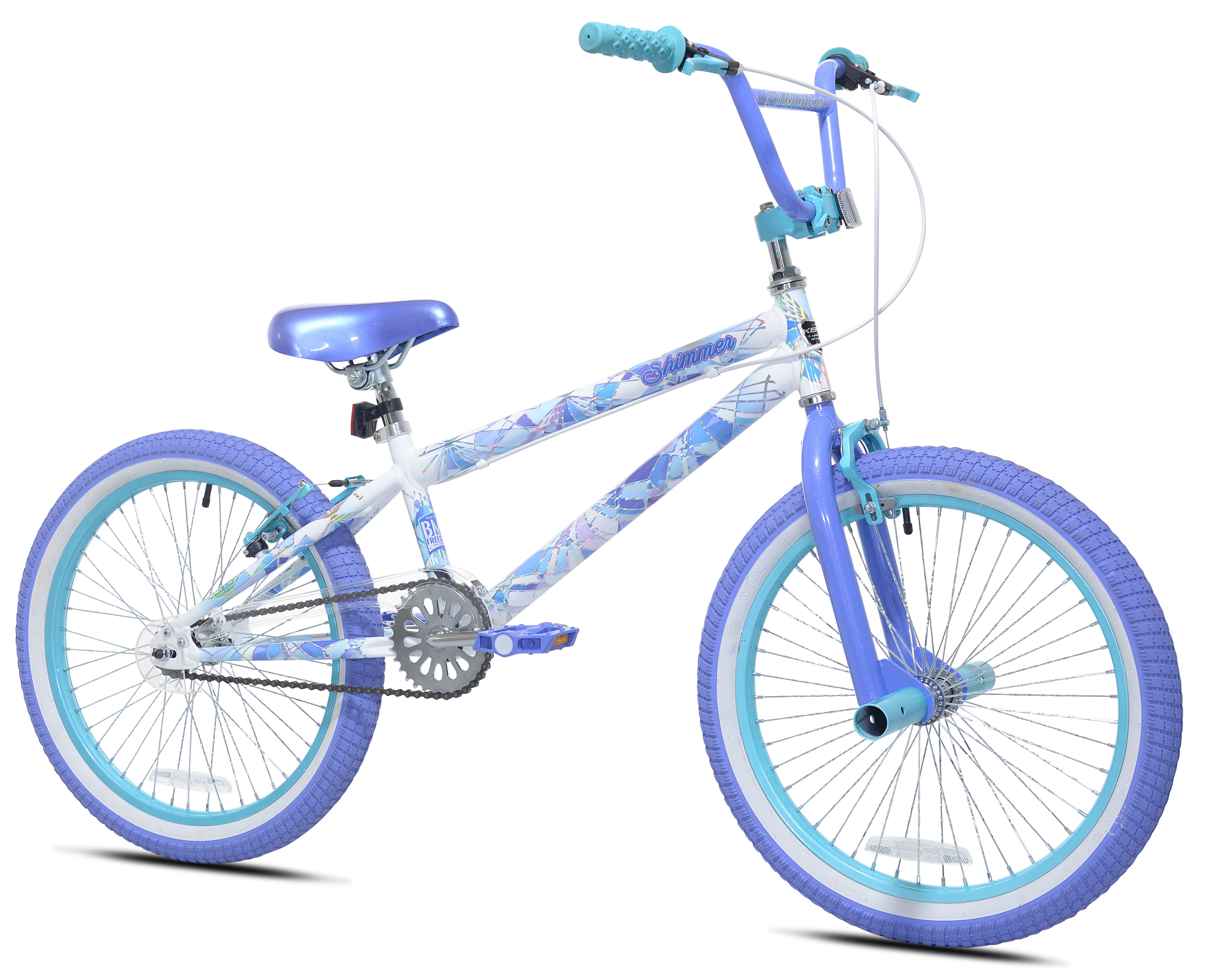 Kent Shimmer BMX Bicycle, Durable Steel Frame, Dual Caliper Brakes (White/Purple, 20 in) rzftm