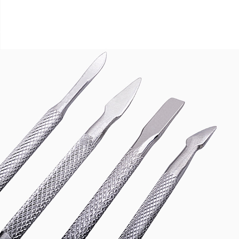 Dr.Pedi Stainless Steel Cuticle Pusher and Nail Cleaner Set (Silver, 4 Pcs) udf9s