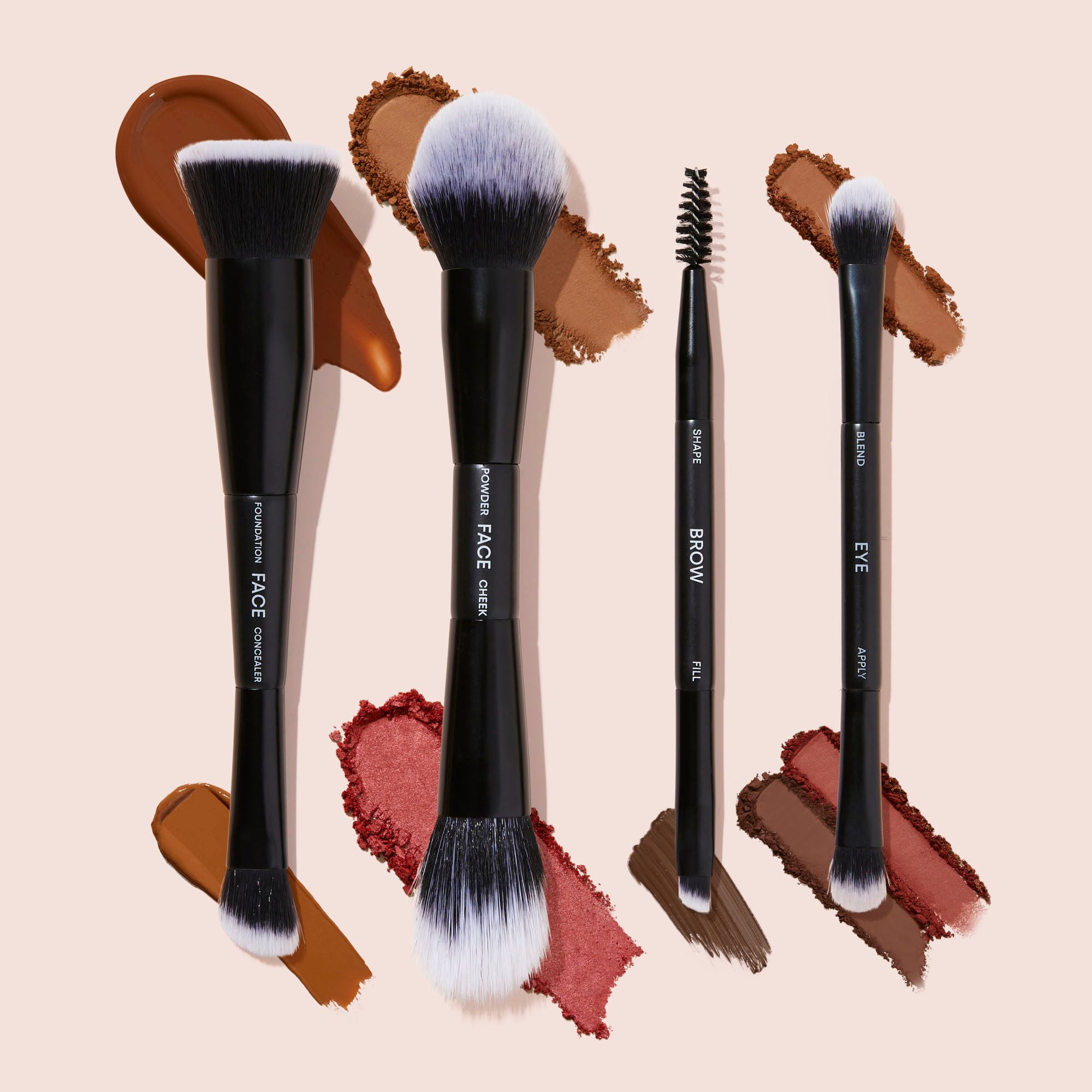 The Lip Bar Double Duty Dual Ended Face Makeup Brush Kit (4-Piece Set) ydc8d