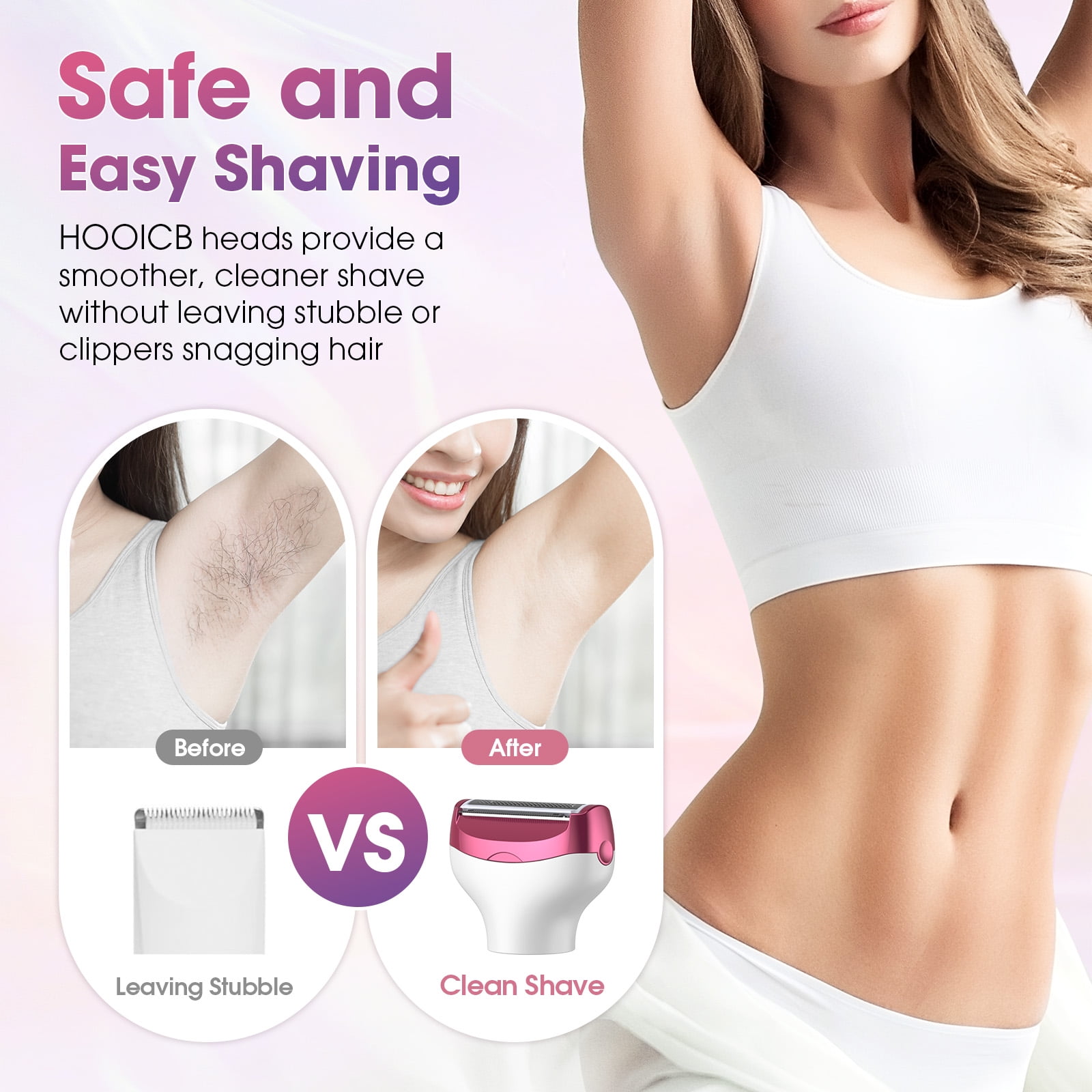 HOOICB Electric Razor for Women, 5-in-1 Rechargeable Cordless Bikini Trimmer and Hair Removal Set (Pink) 629pr