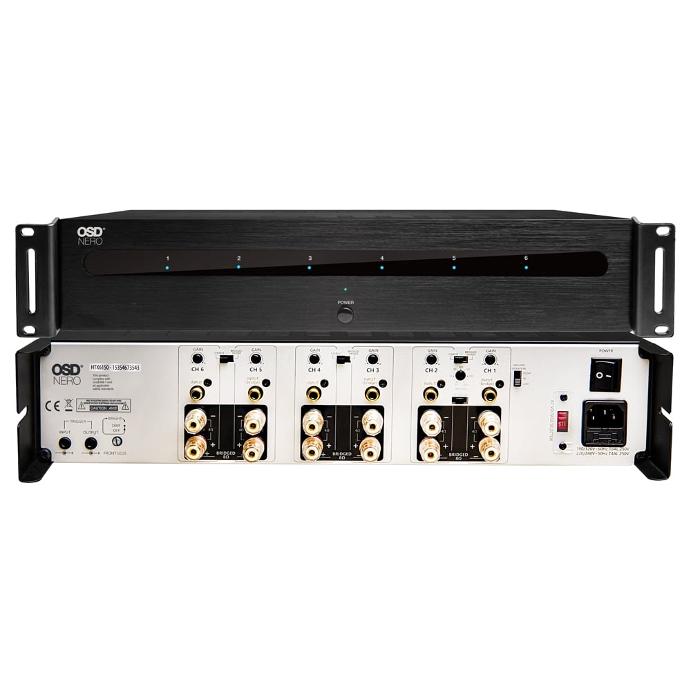OSD Audio Nero HTX6150 6-Channel Home Theater Amplifier, High-Power Class D Multi-Zone Audio System (Black, 15.16 in x 16.81 in x 3.46 in) aaj5z